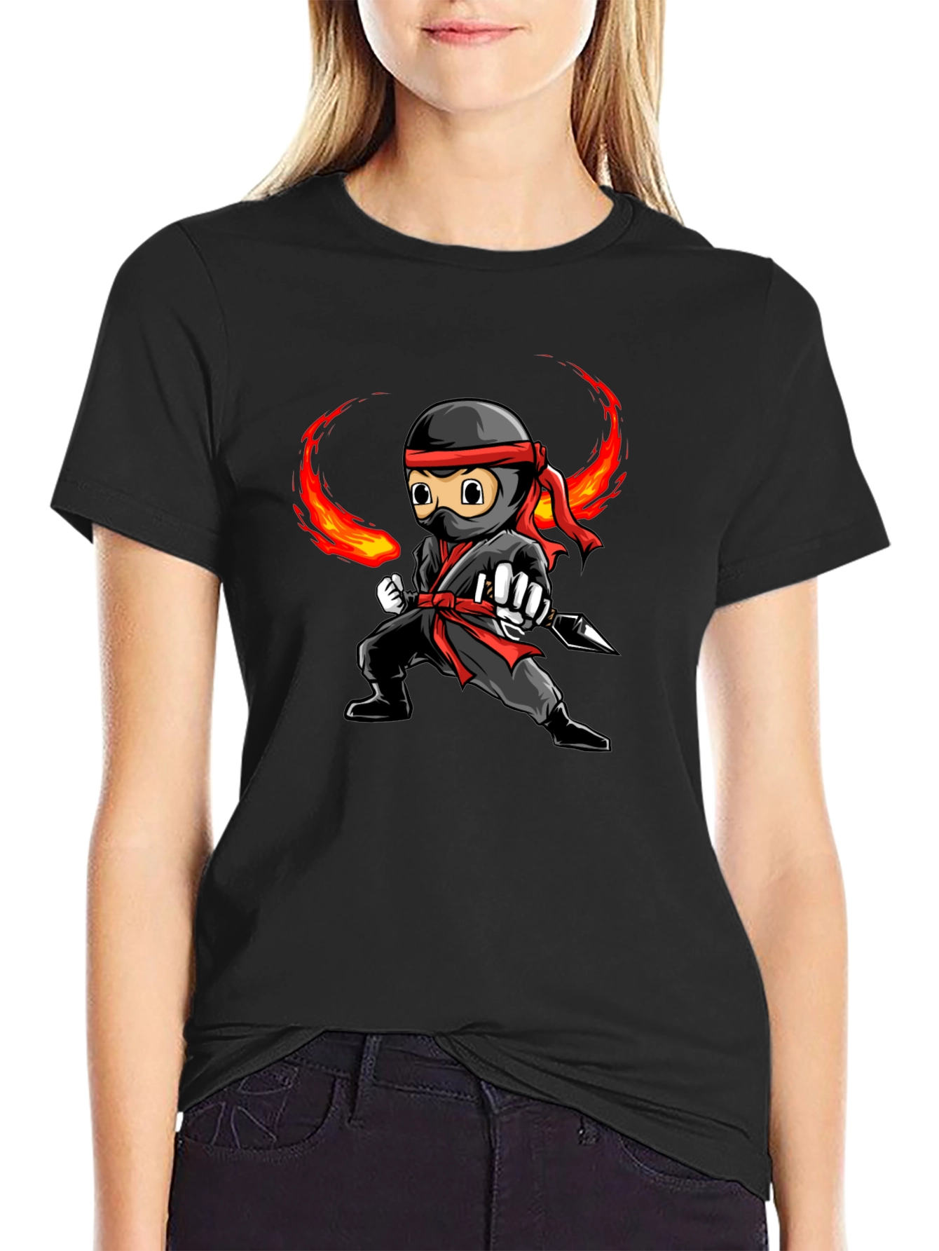 Ninja Graphic Tee - Black Cotton T-Shirt