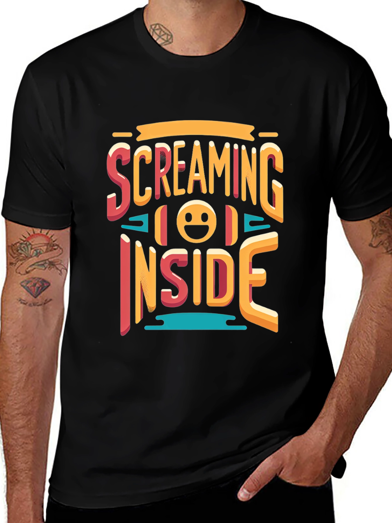 Screaming Inside Graphic T-Shirt - Black