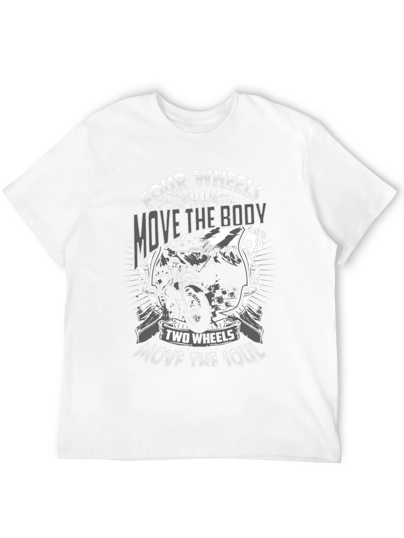 Motorcycle Graphic T-Shirt: Four Wheels Two Wheels