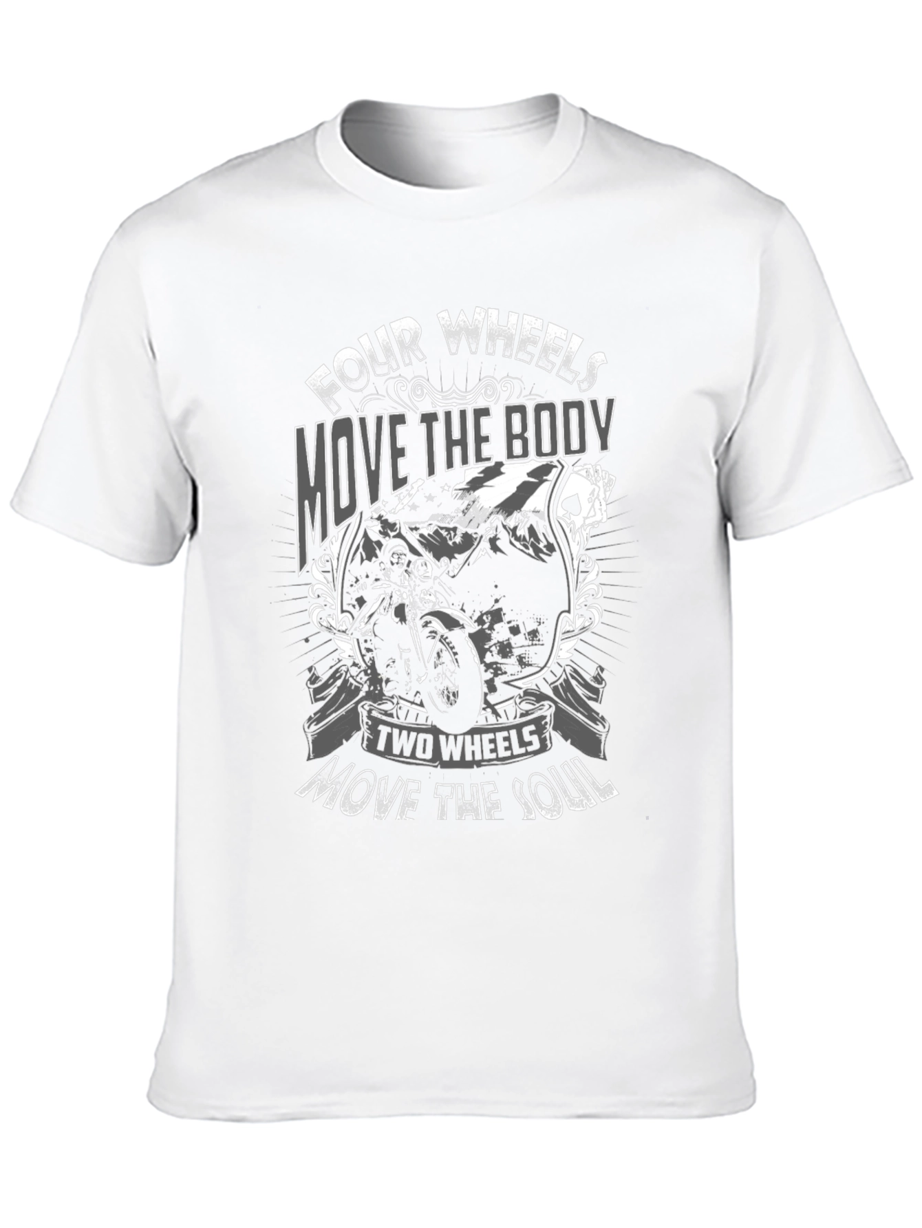 Motorcycle Graphic T-Shirt: Four Wheels Two Wheels