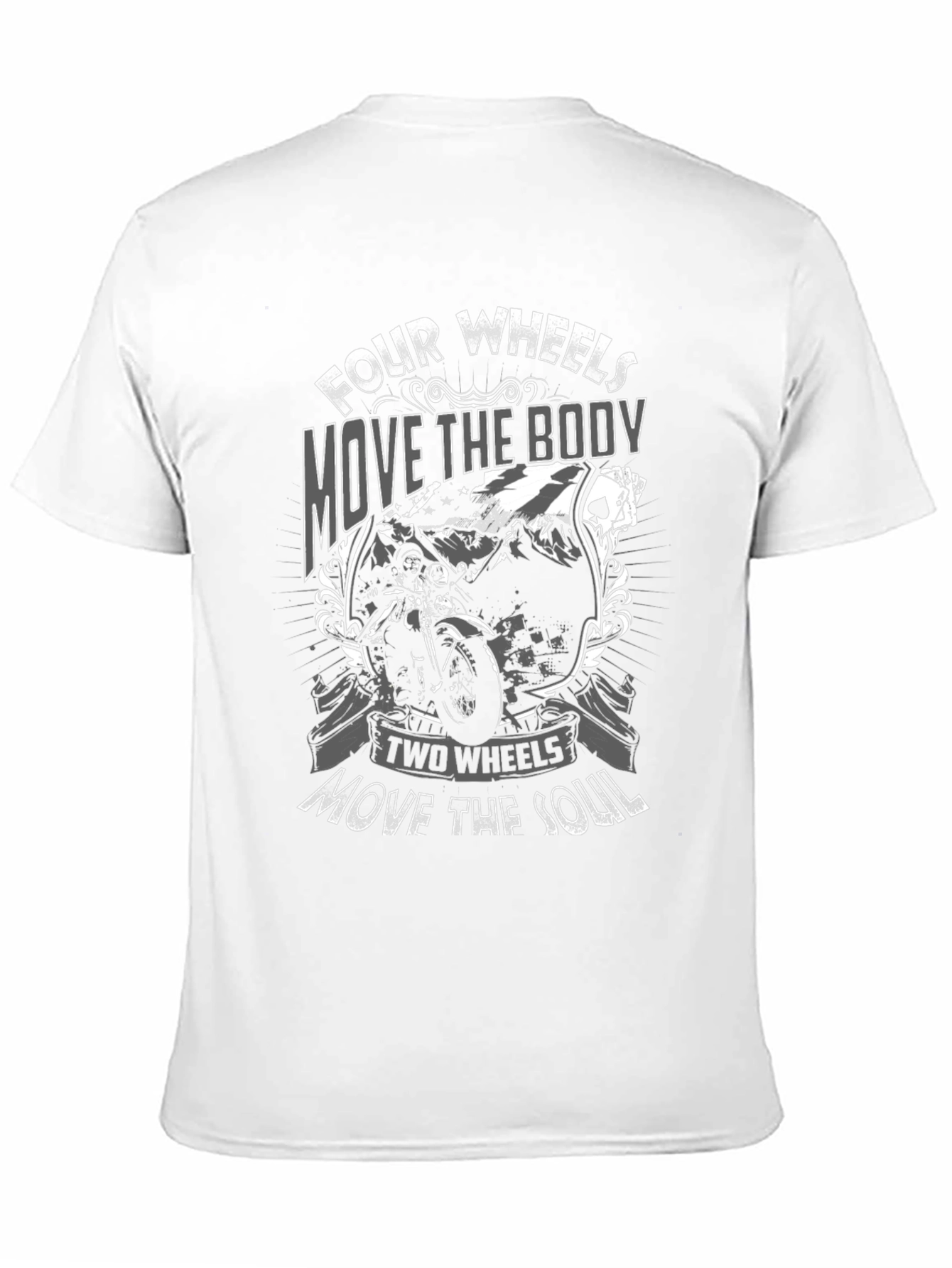 Motorcycle Graphic T-Shirt: Four Wheels Two Wheels