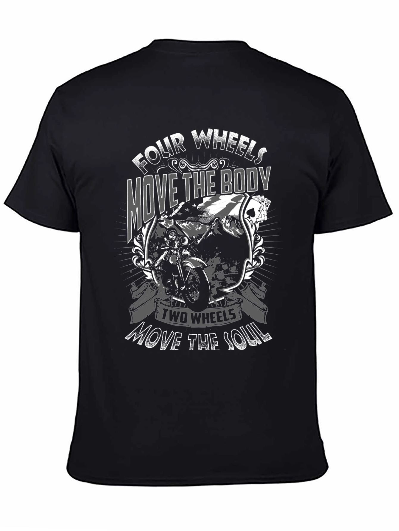 Motorcycle Graphic T-Shirt: Four Wheels Two Wheels