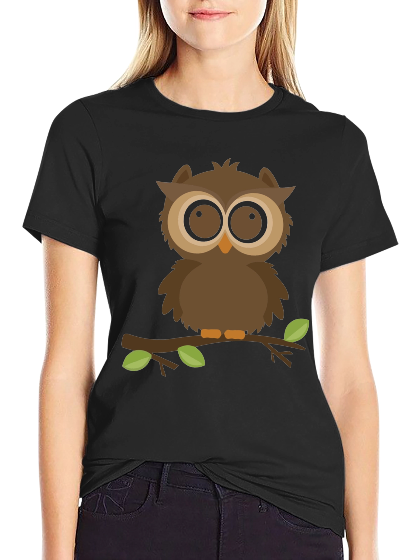 Owl Graphic Black T-Shirt - Nature Lover Tee