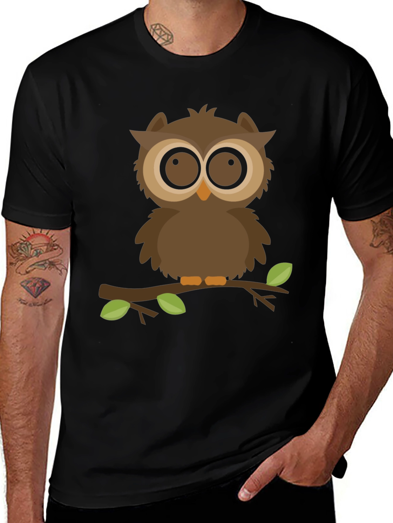 Owl Graphic Black T-Shirt - Nature Lover Tee