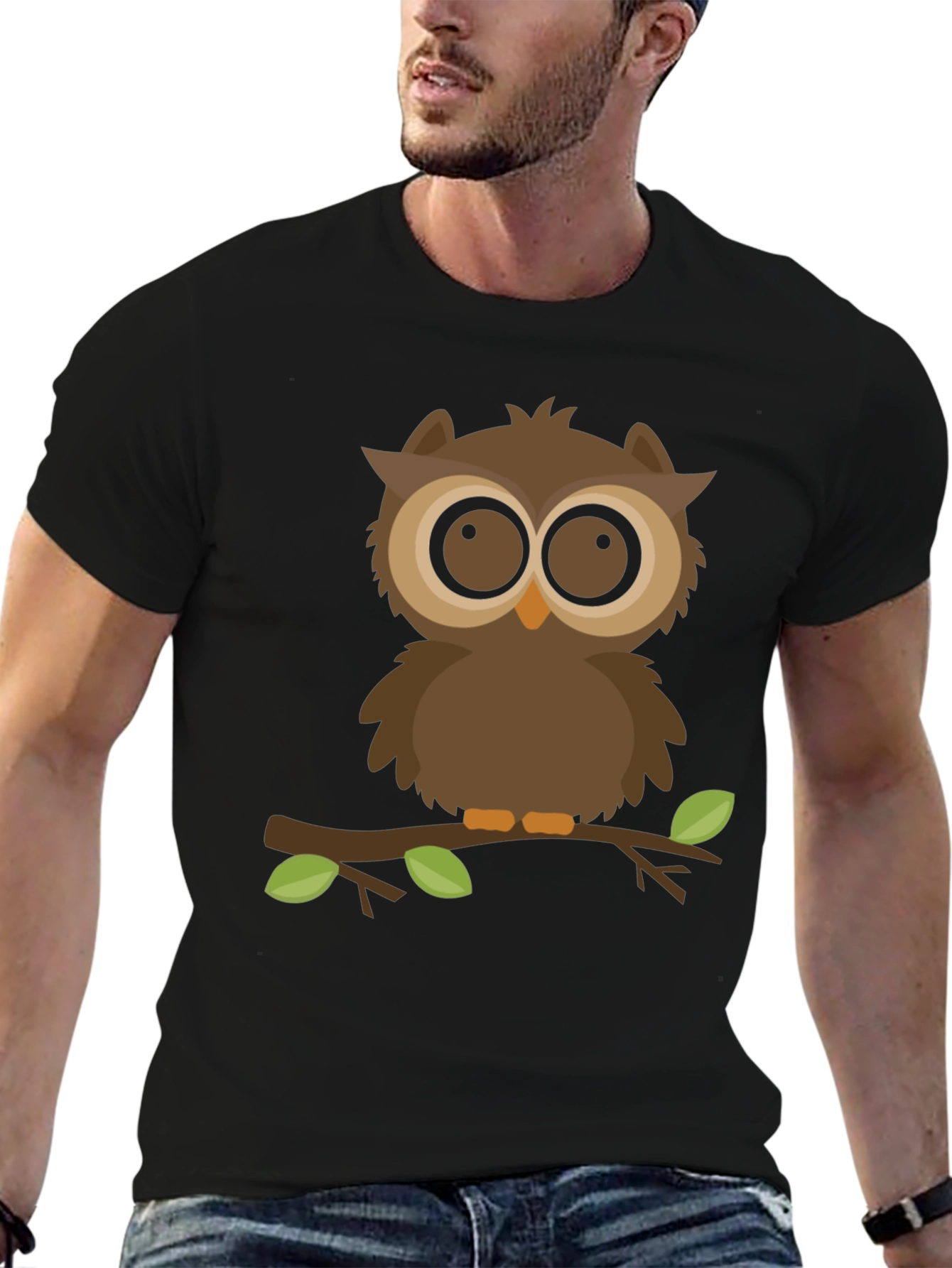 Owl Graphic Black T-Shirt - Nature Lover Tee