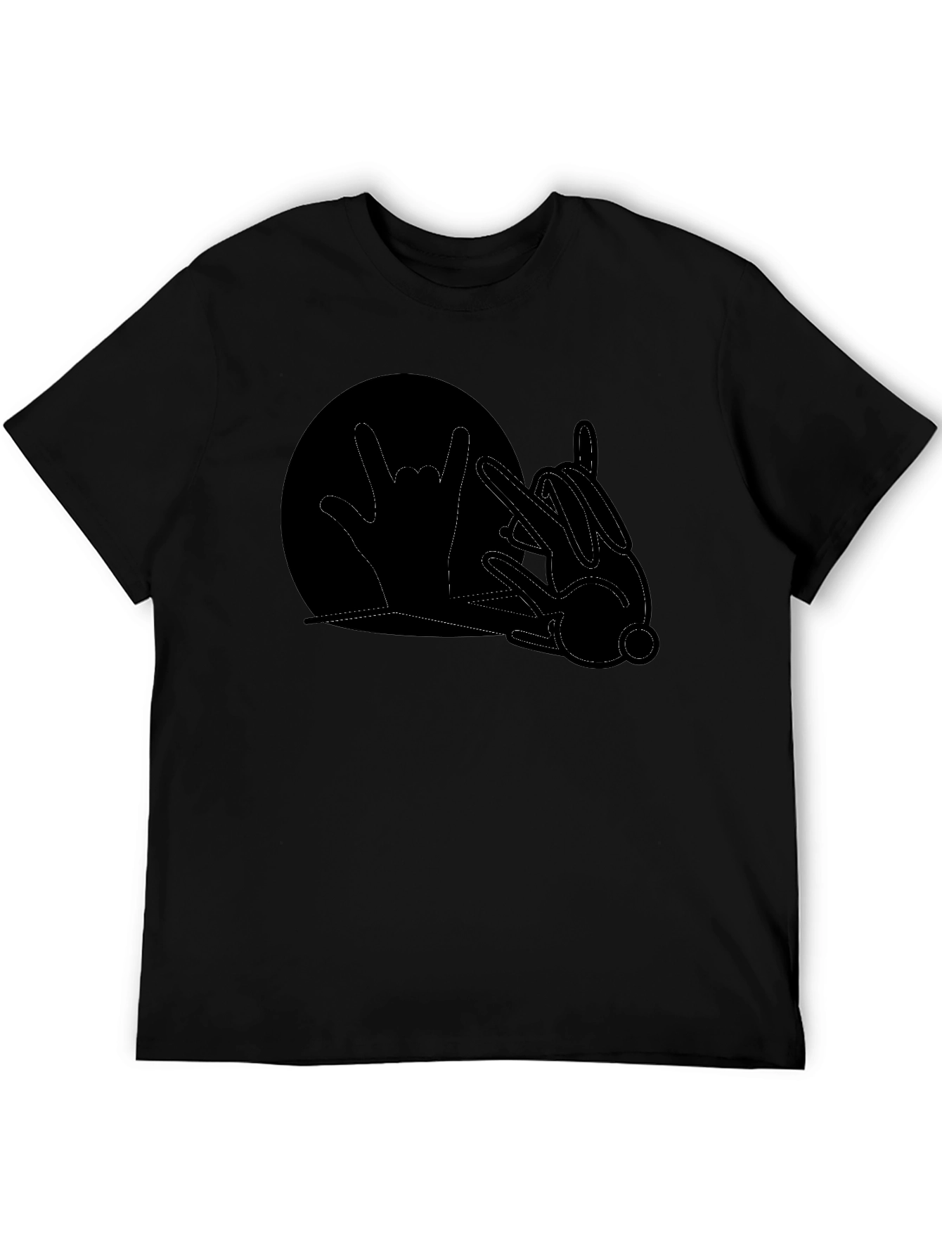 Rock On Rabbit T-Shirt - Black Cotton Graphic Tee