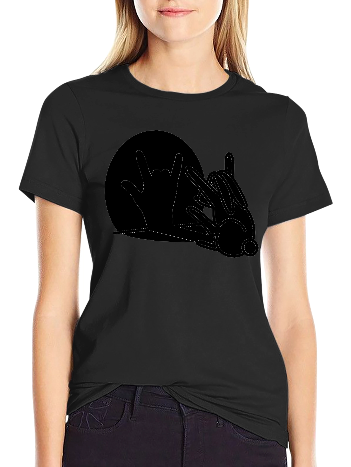 Rock On Rabbit T-Shirt - Black Cotton Graphic Tee