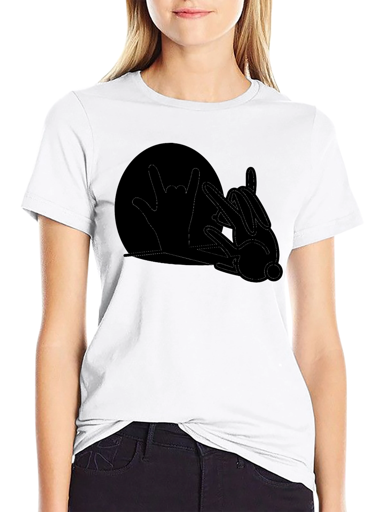 Rock On Rabbit T-Shirt - Black Cotton Graphic Tee