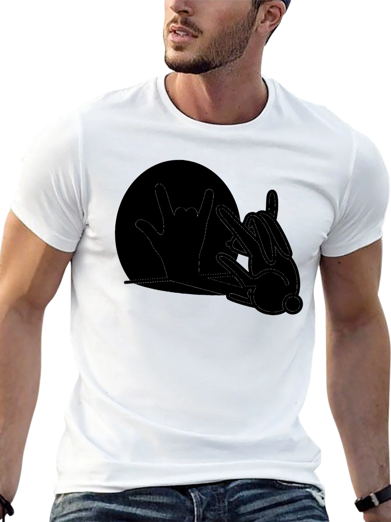 Rock On Rabbit T-Shirt - Black Cotton Graphic Tee