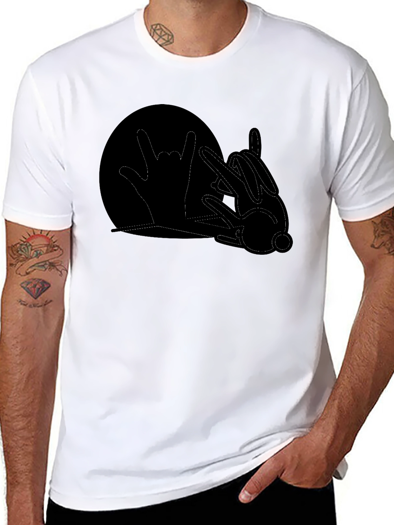 Rock On Rabbit T-Shirt - Black Cotton Graphic Tee