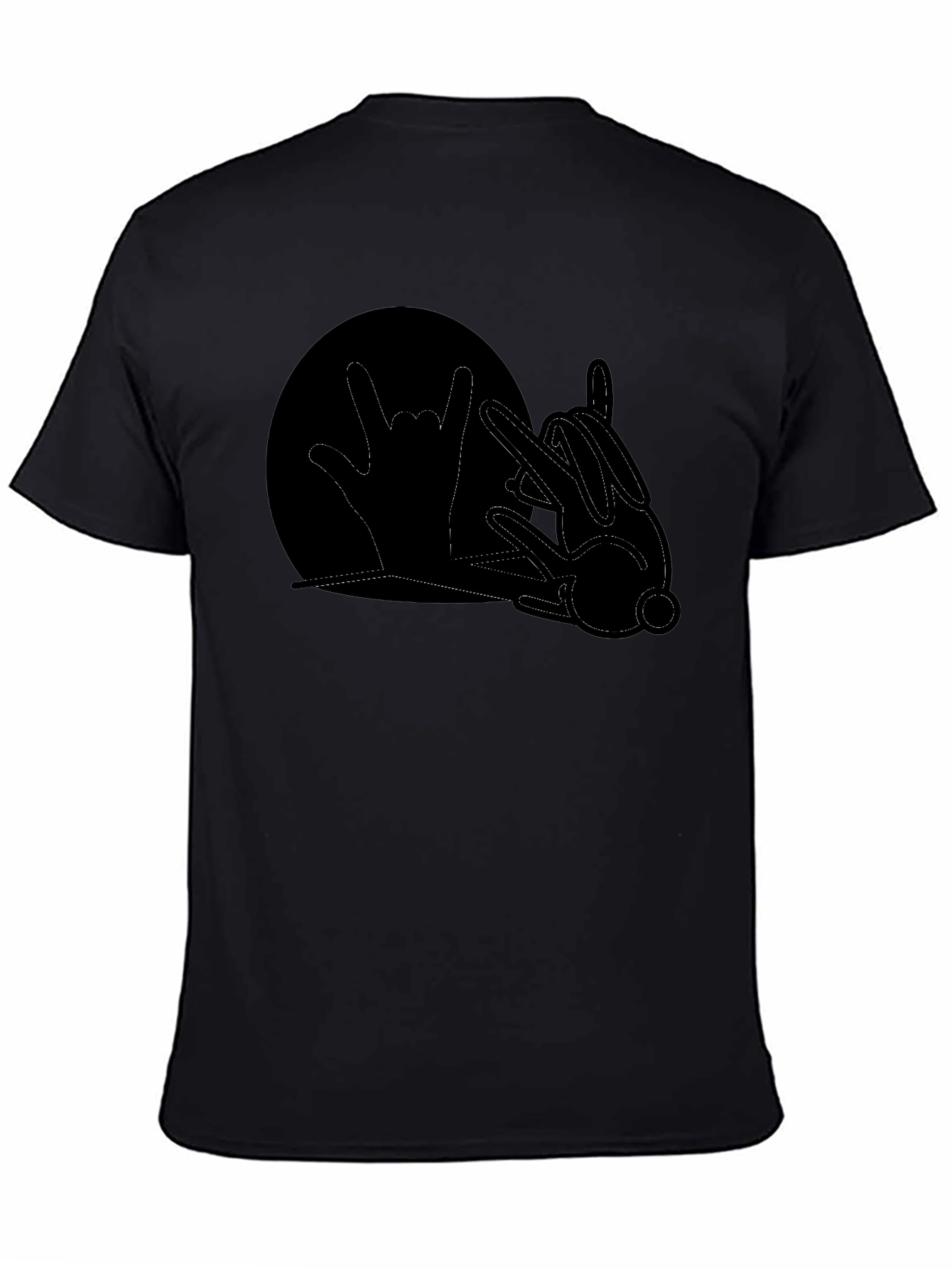 Rock On Rabbit T-Shirt - Black Cotton Graphic Tee