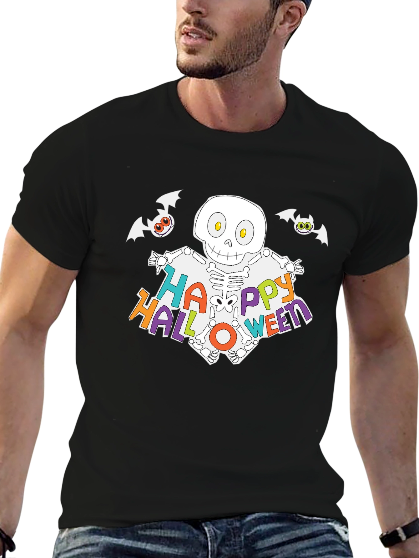 Happy Halloween Skeleton Graphic T-Shirt