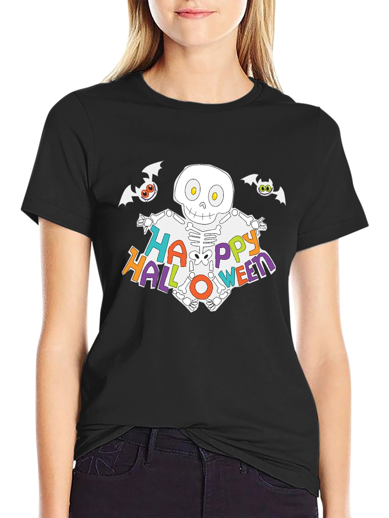 Happy Halloween Skeleton Graphic T-Shirt