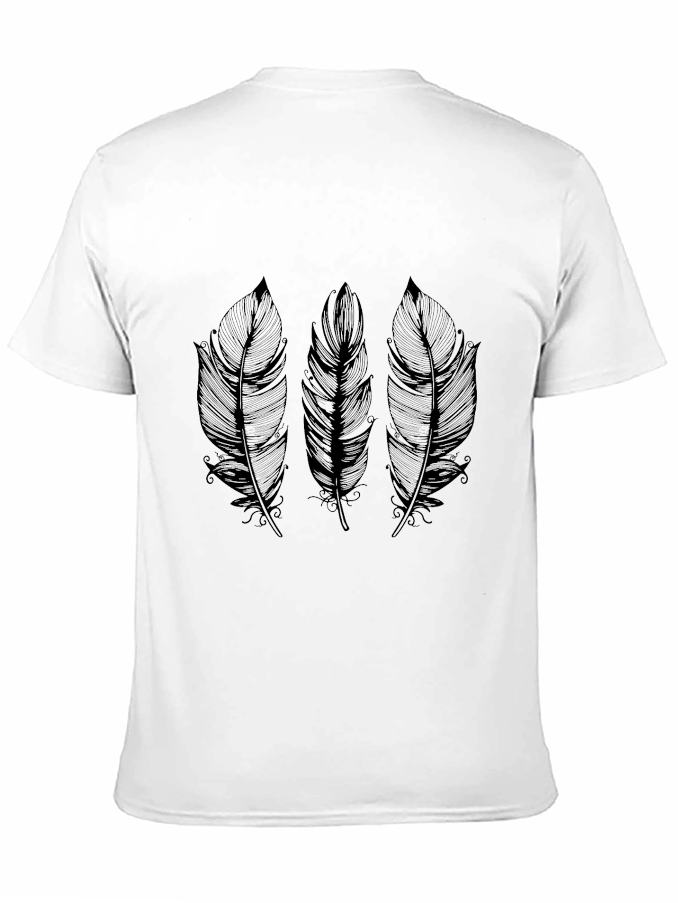 Mens Feather Graphic Print Black T-Shirt