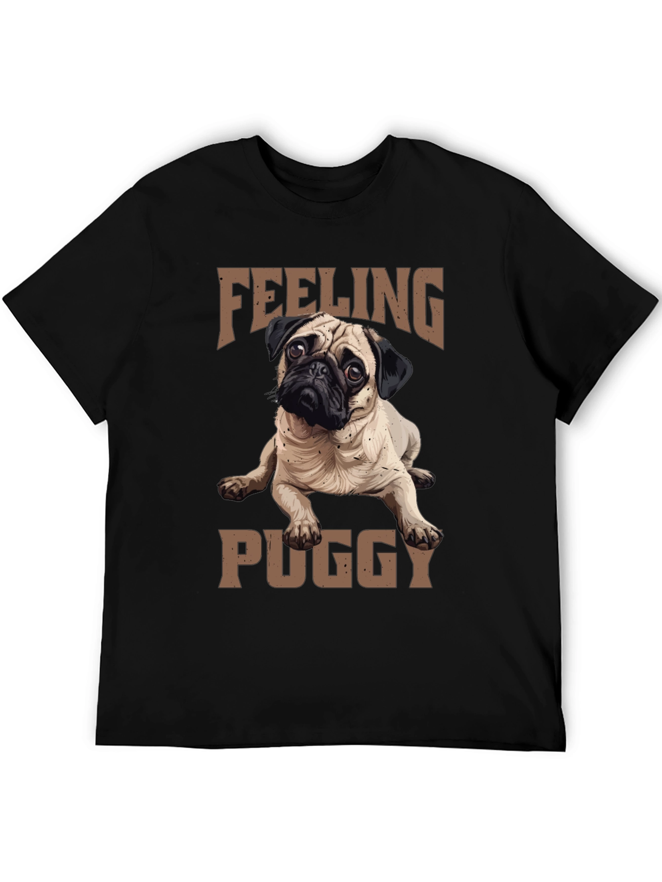 Feeling Puggy Black T-Shirt | Cute Dog Tee