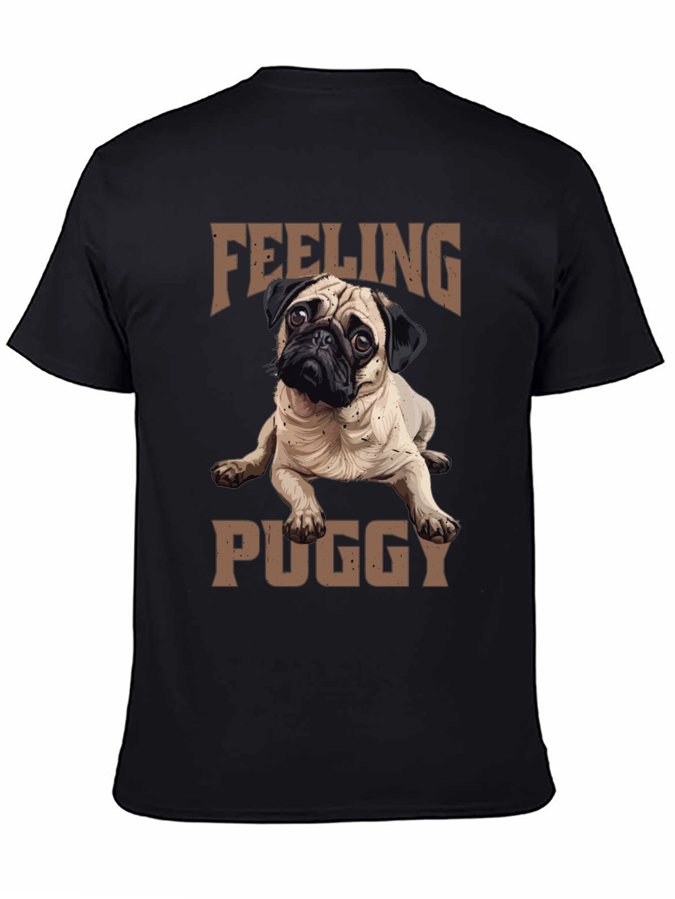Feeling Puggy Black T-Shirt | Cute Dog Tee