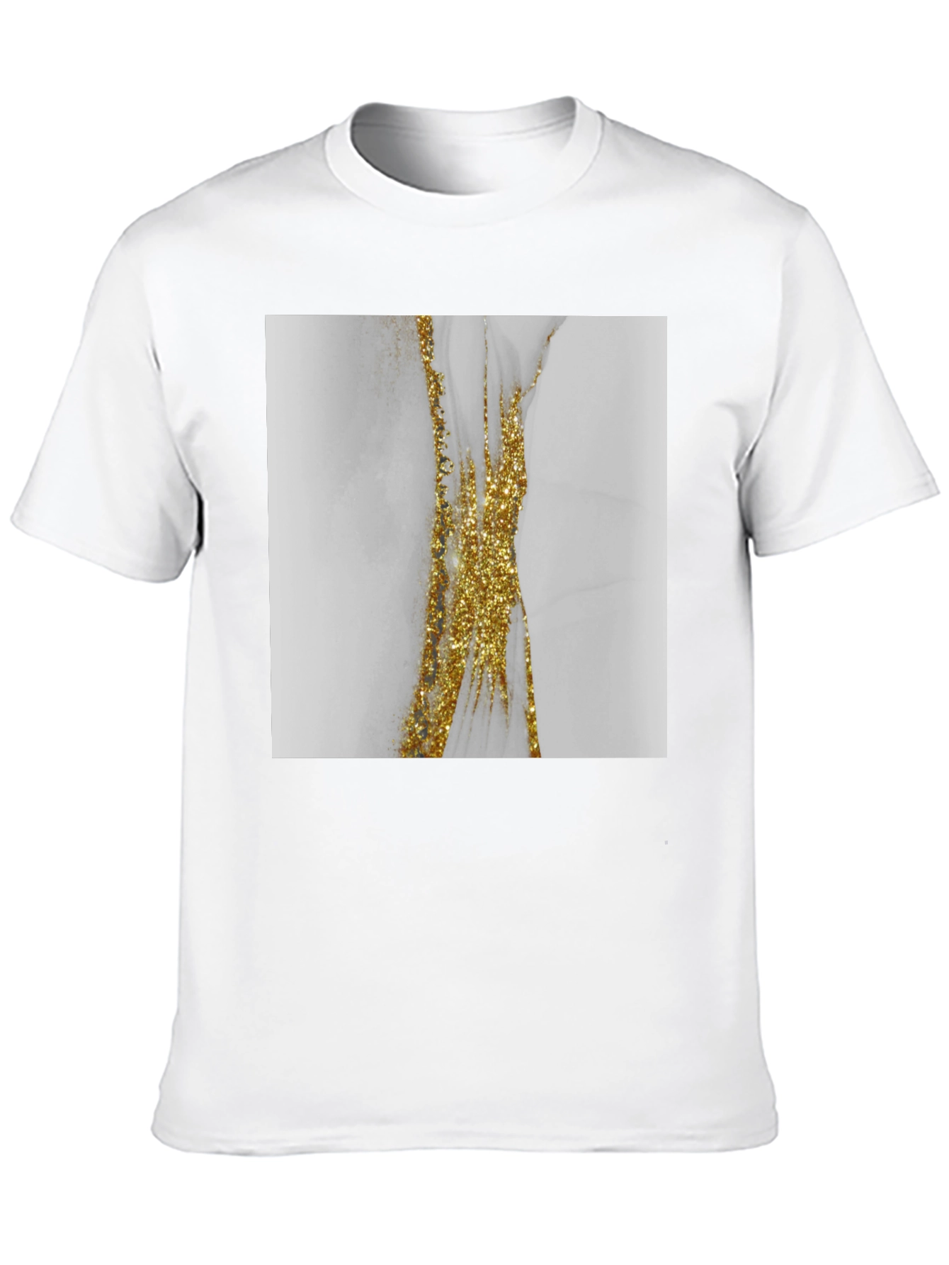 Modern Marble Gold Accent Black T-Shirt