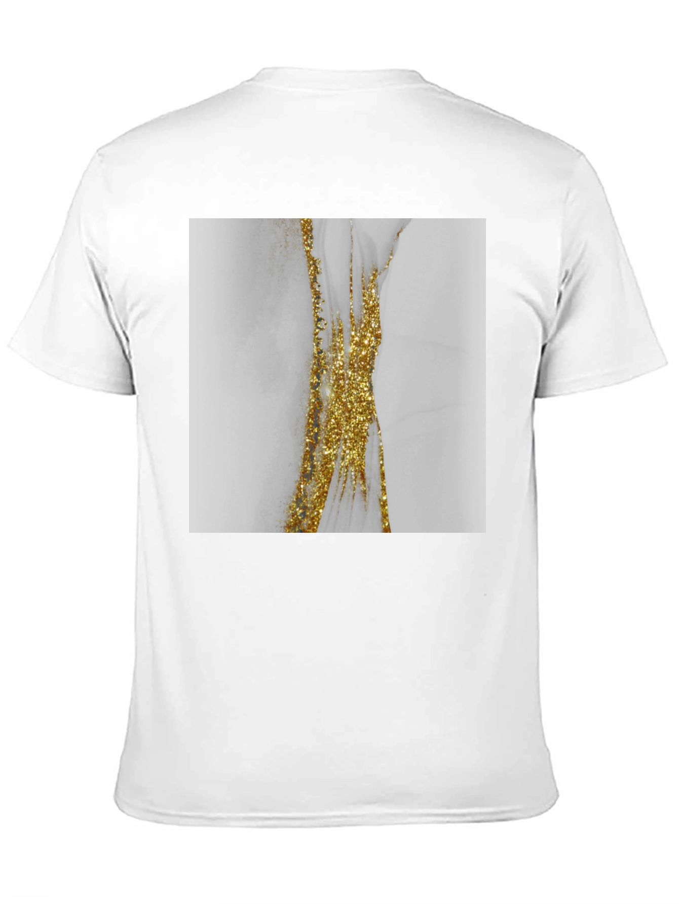 Modern Marble Gold Accent Black T-Shirt
