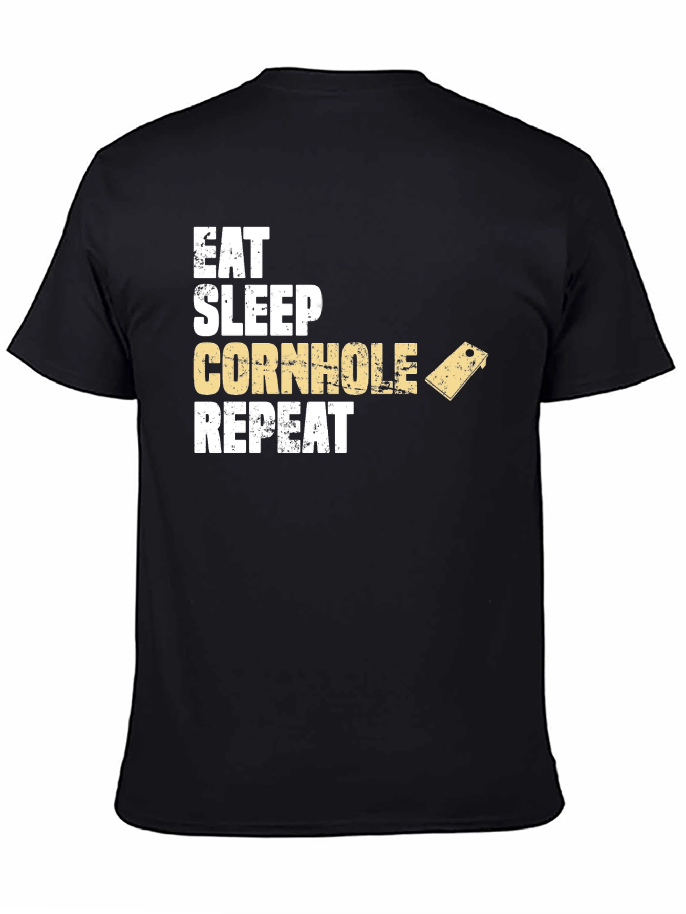 Eat Sleep Cornhole Repeat Black T-Shirt