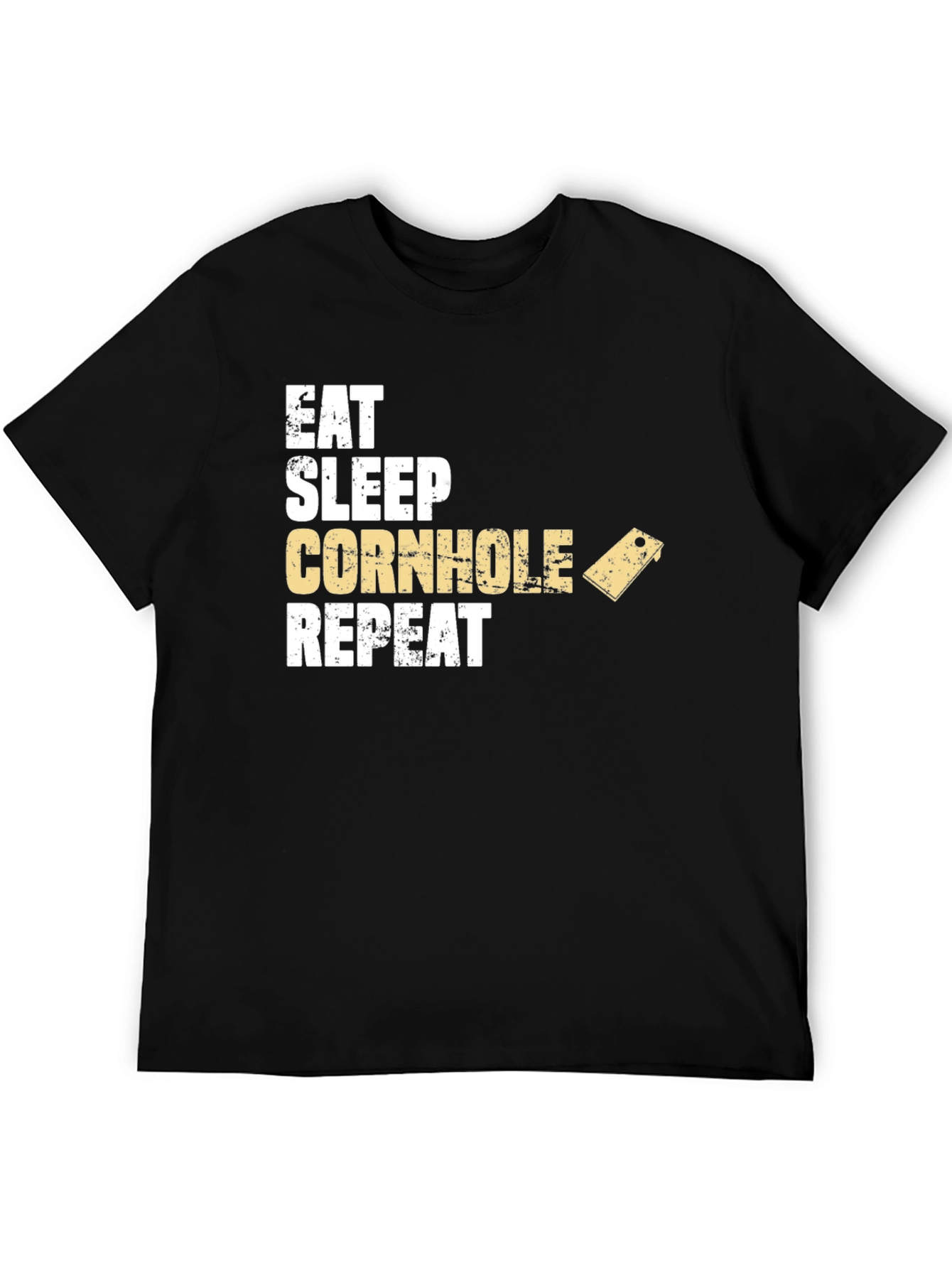 Eat Sleep Cornhole Repeat Black T-Shirt