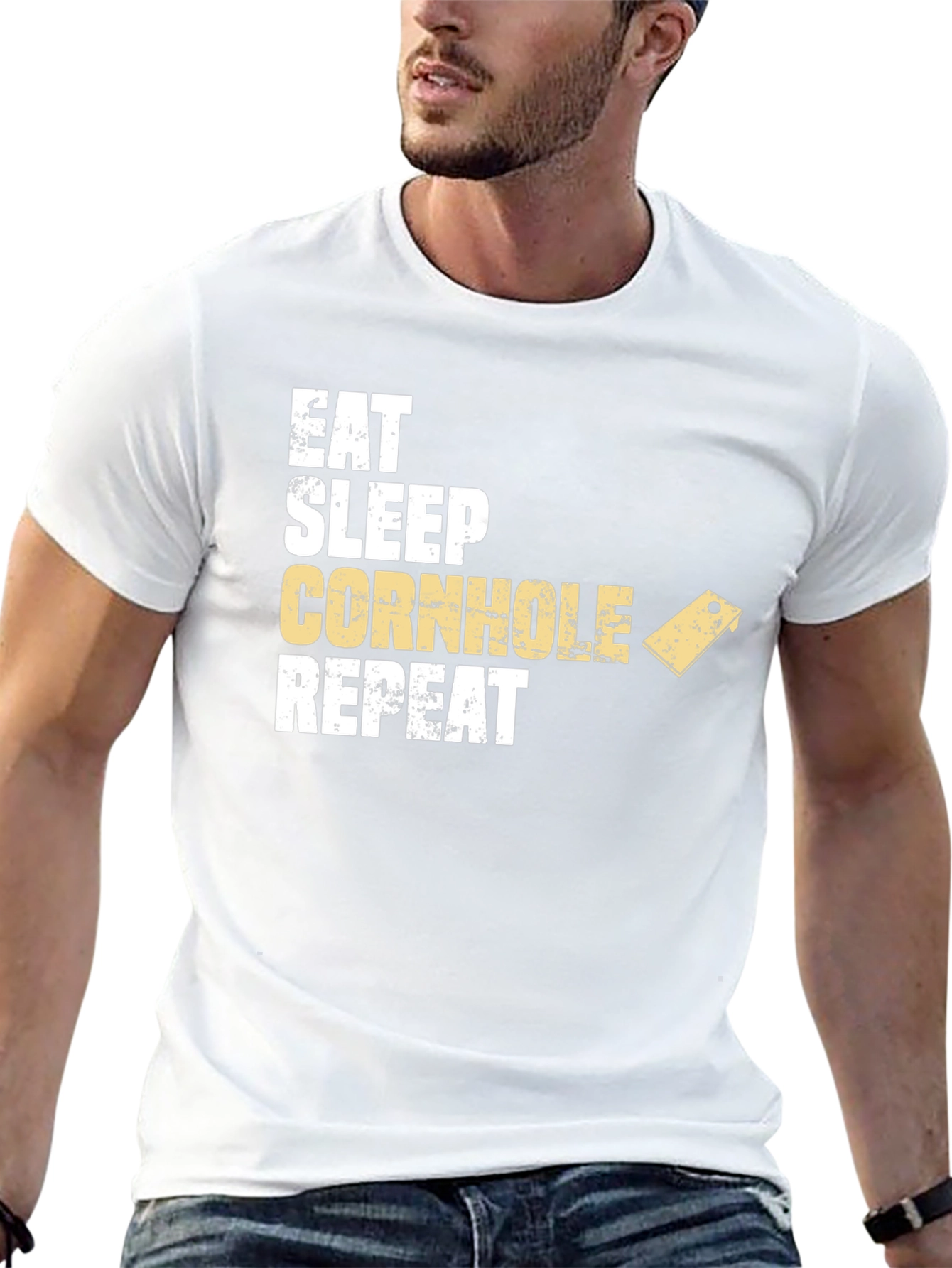 Eat Sleep Cornhole Repeat Black T-Shirt