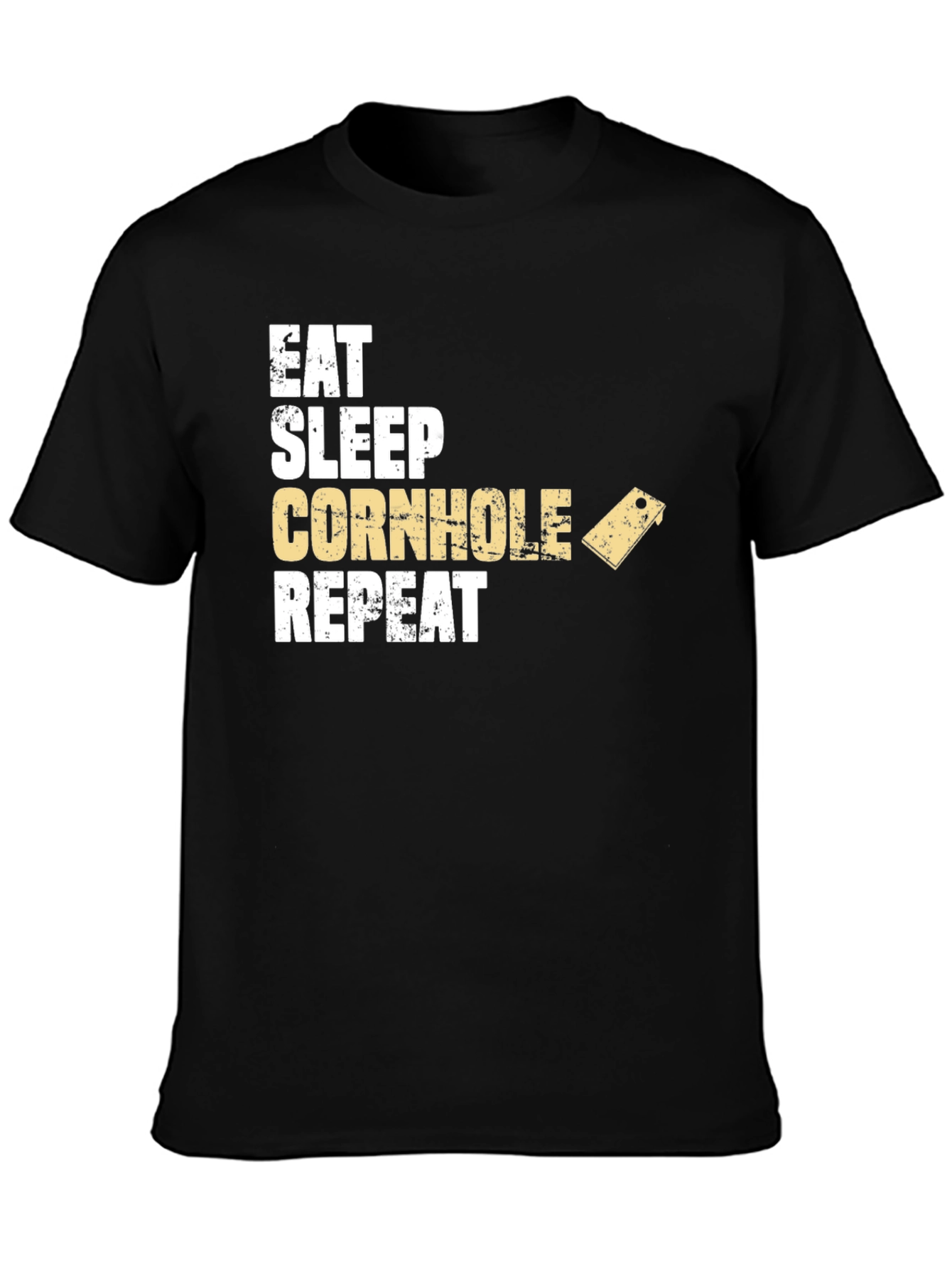 Eat Sleep Cornhole Repeat Black T-Shirt