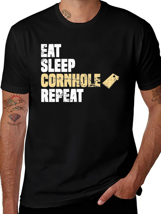 Eat Sleep Cornhole Repeat Black T-Shirt