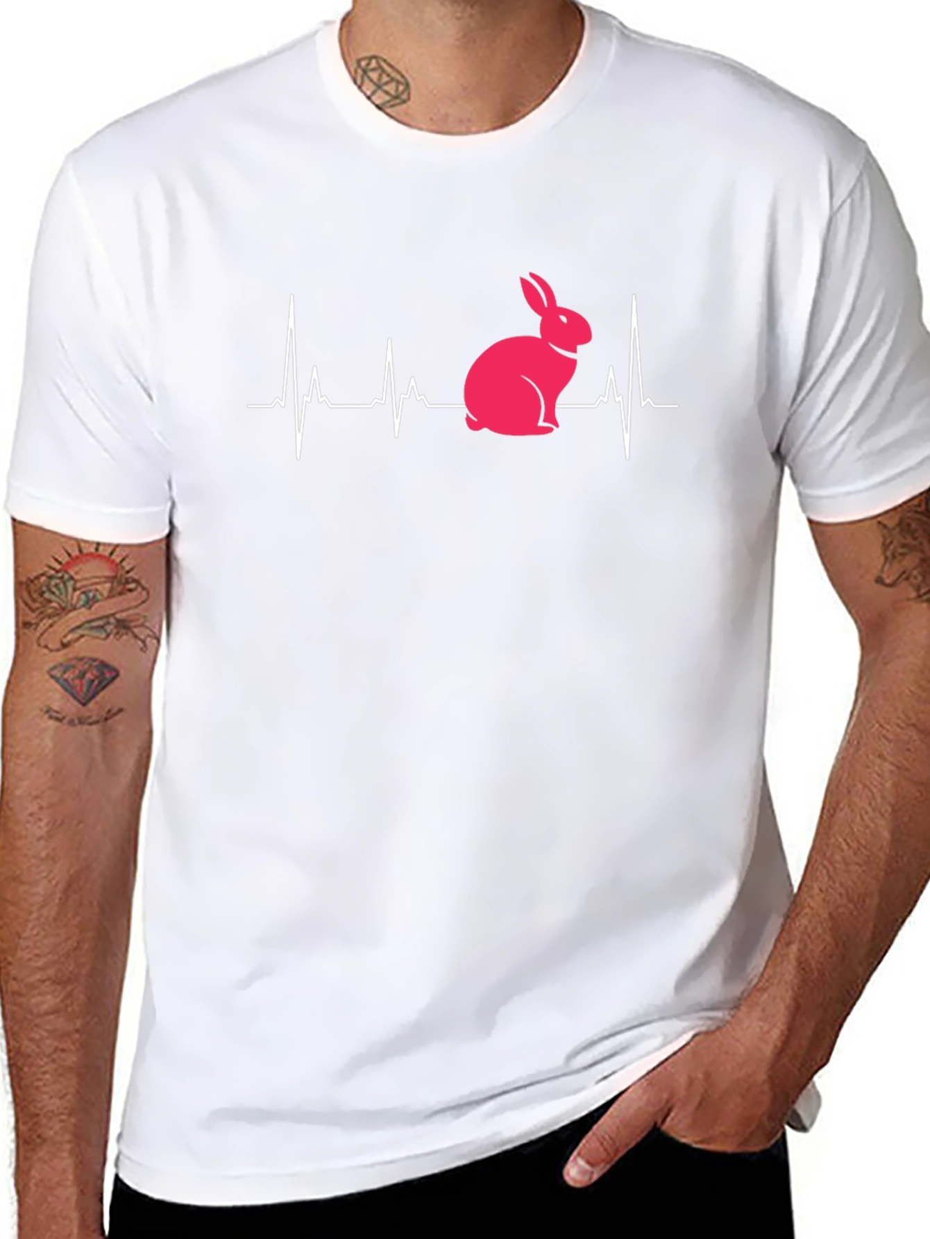 Bunny Heartbeat Graphic Tee - Unisex T-Shirt
