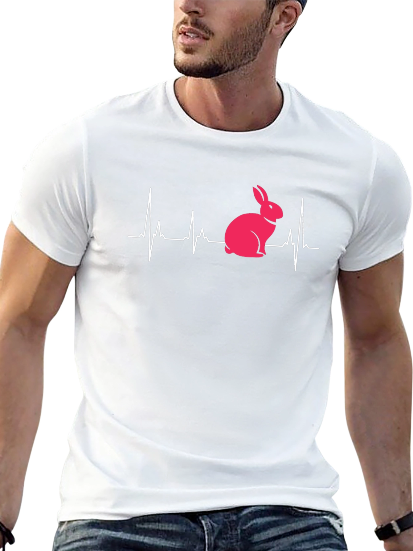 Bunny Heartbeat Graphic Tee - Unisex T-Shirt