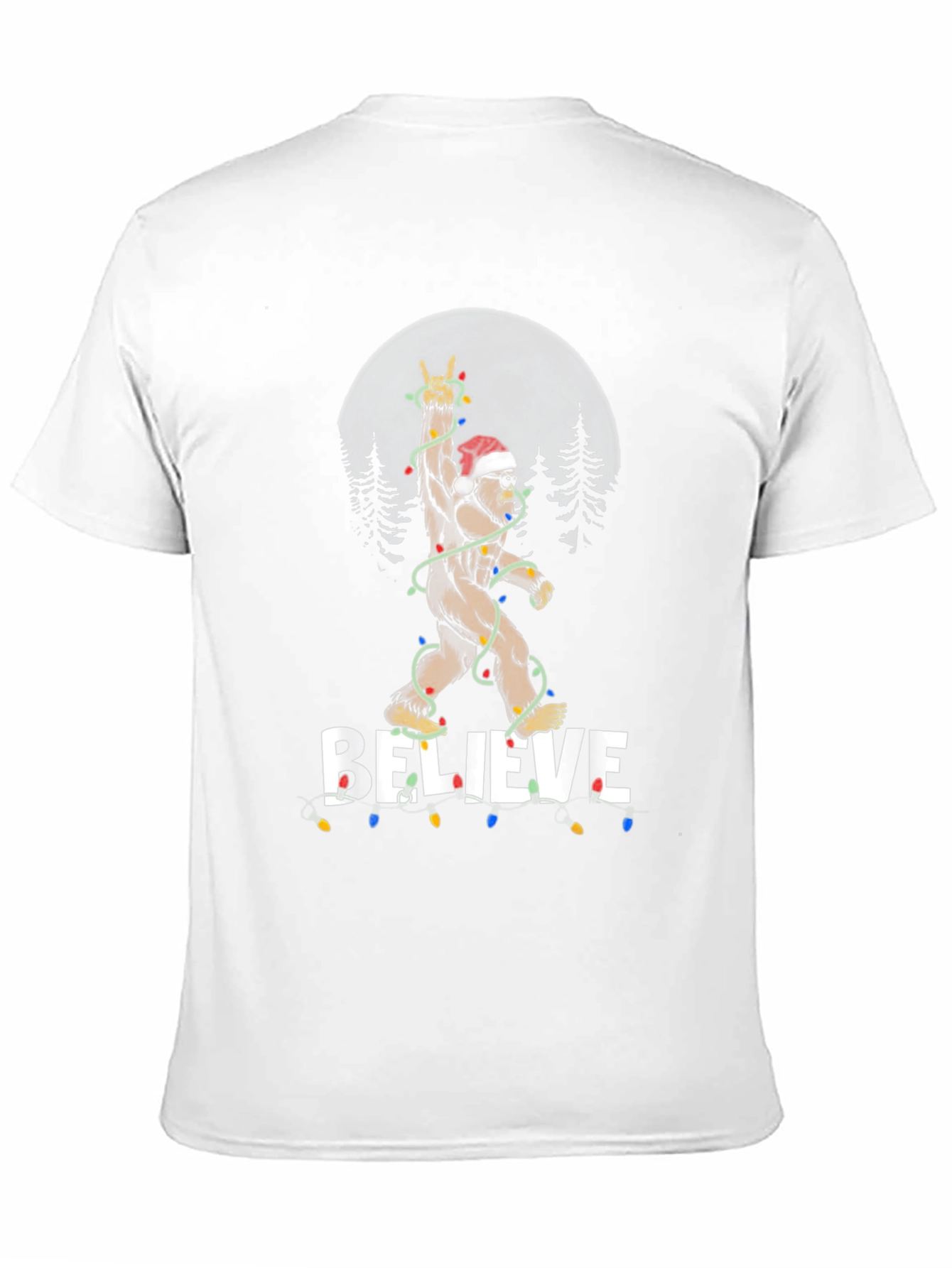 Believe Bigfoot Christmas Lights Holiday T-Shirt