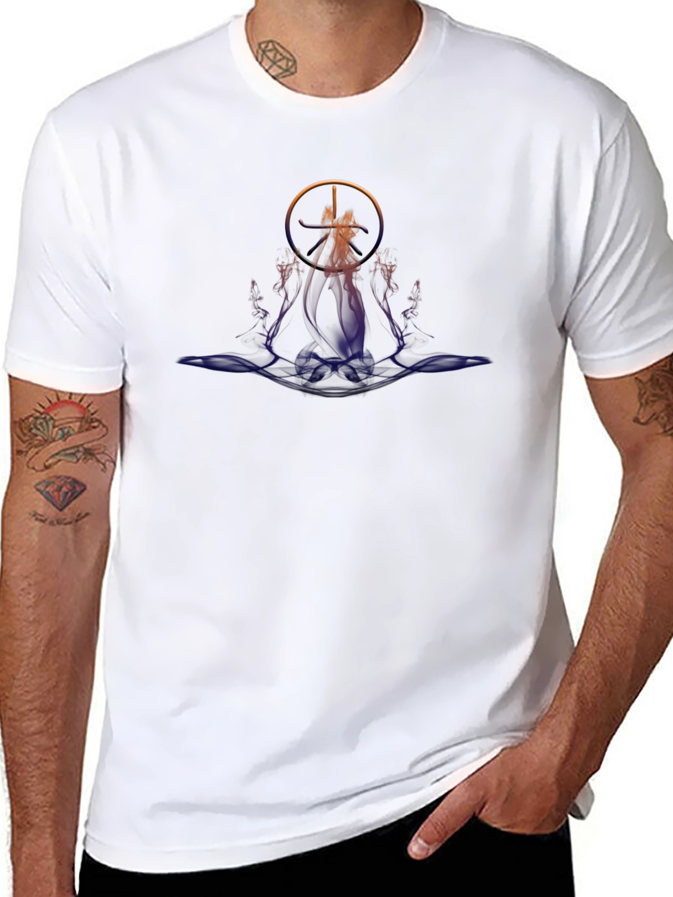 Abstract Graphic Tee - Black Cotton Blend Shirt