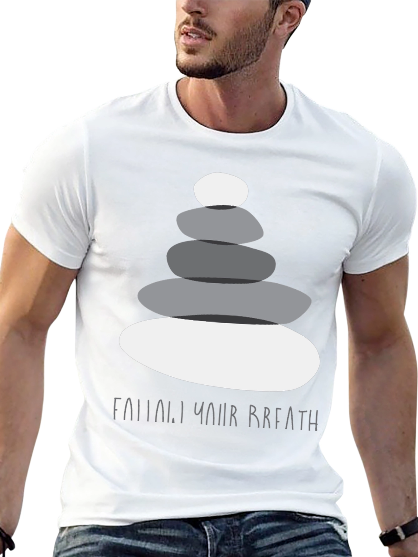 Zen Stone Stack T-Shirt - Follow Your Breath