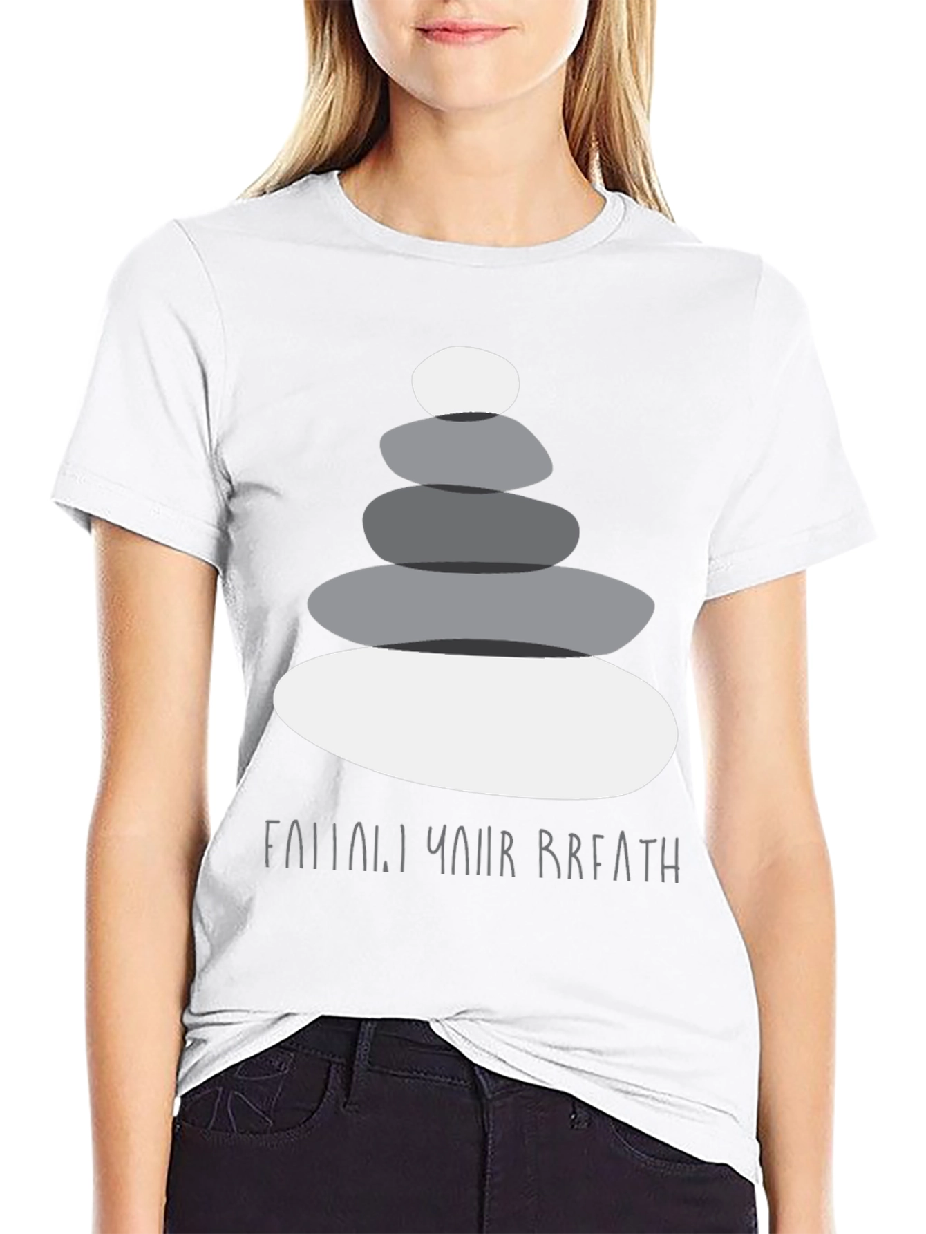 Zen Stone Stack T-Shirt - Follow Your Breath