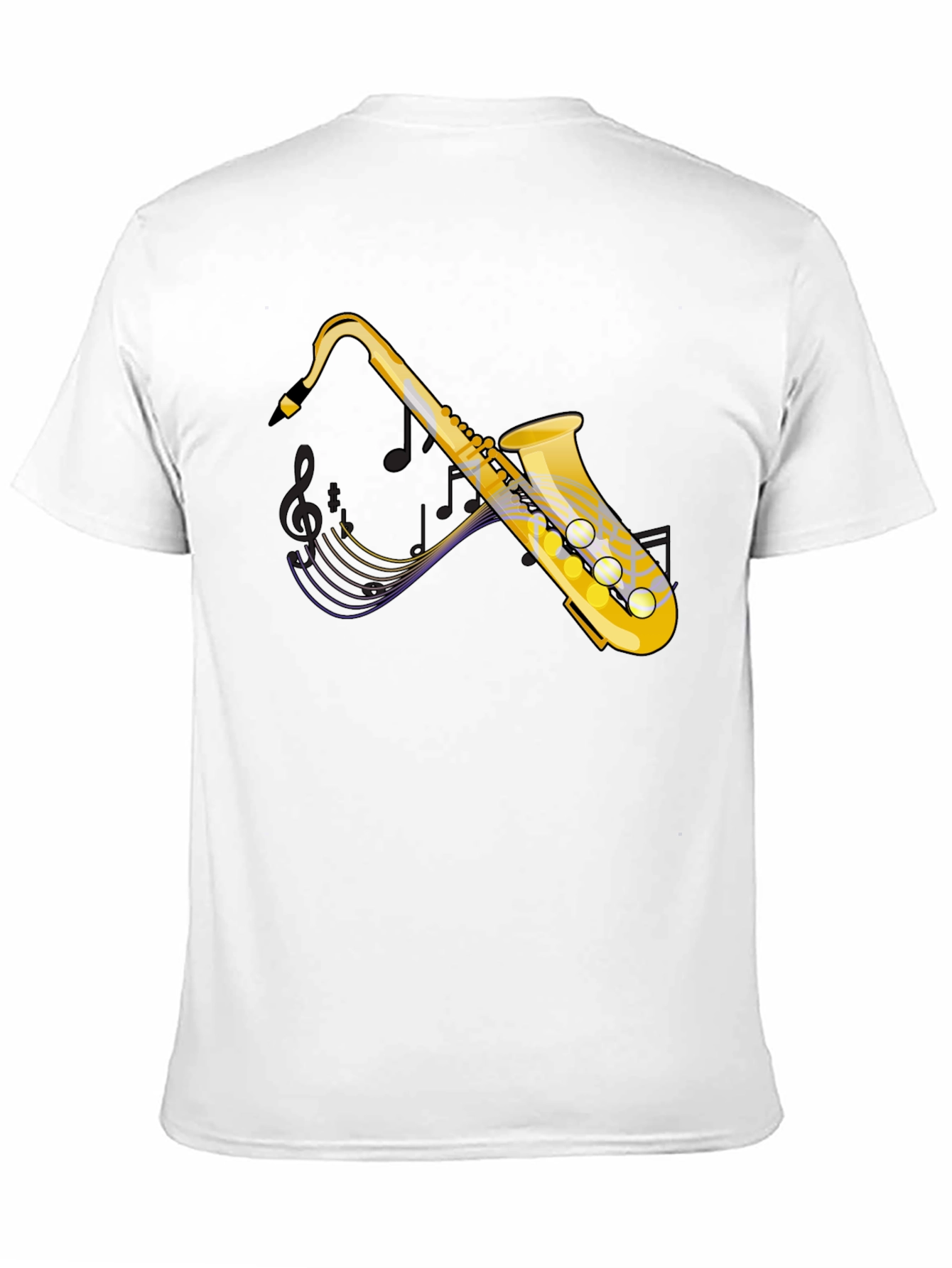Saxophone Graphic Tee - Black Cotton Casual T-Shirt