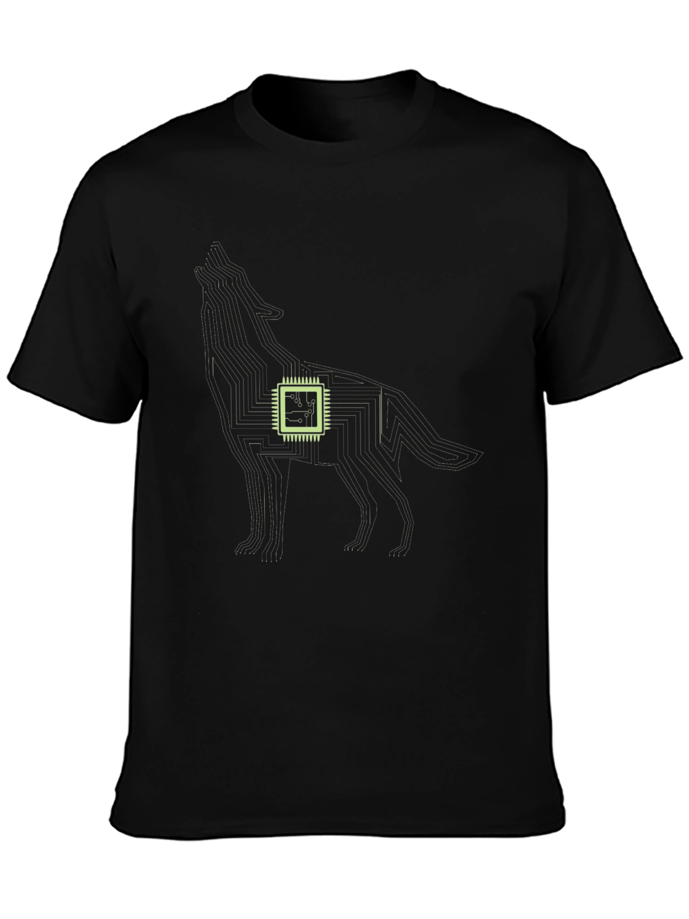 Tech Wolf Graphic Tee - Circuit Board Style