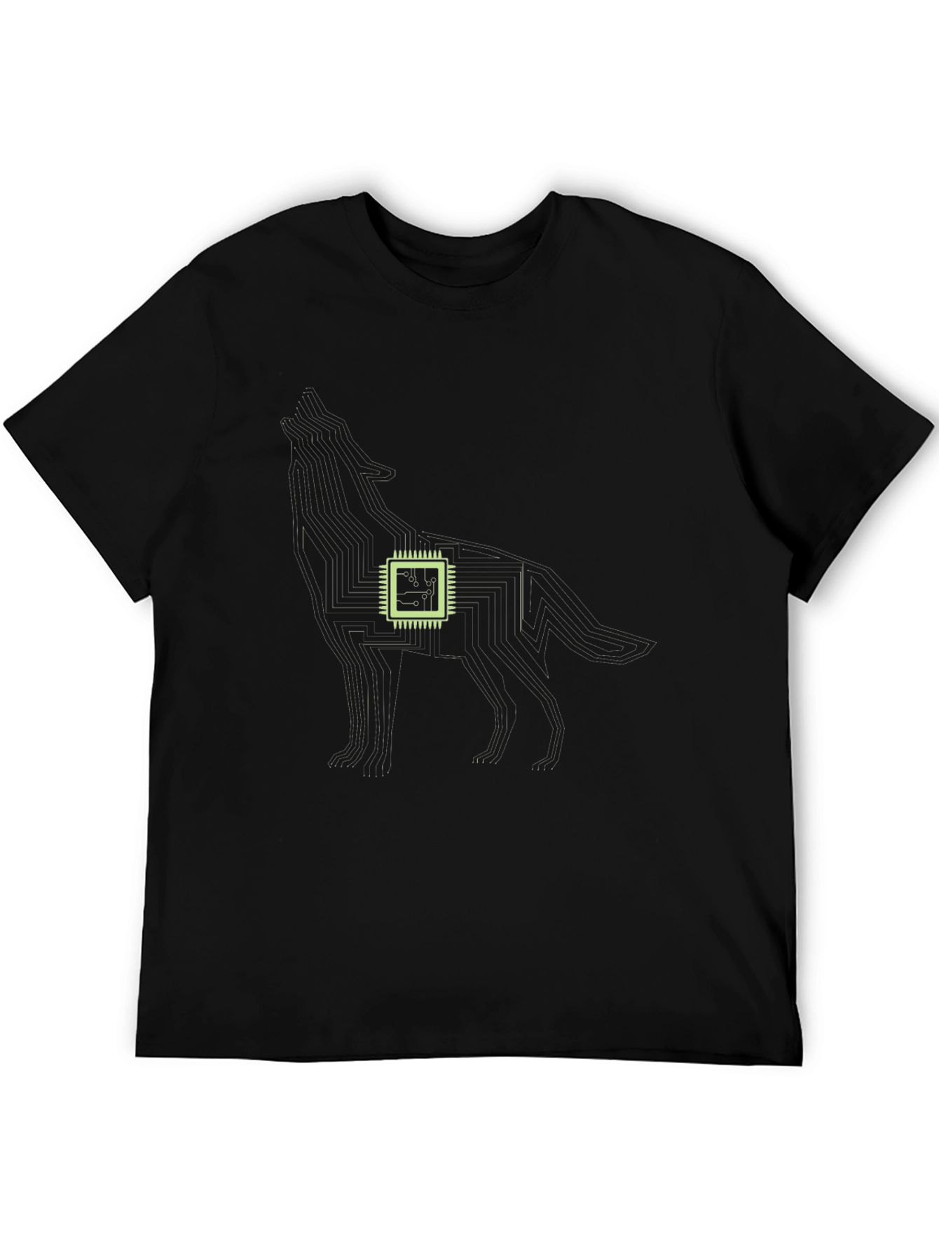 Tech Wolf Graphic Tee - Circuit Board Style