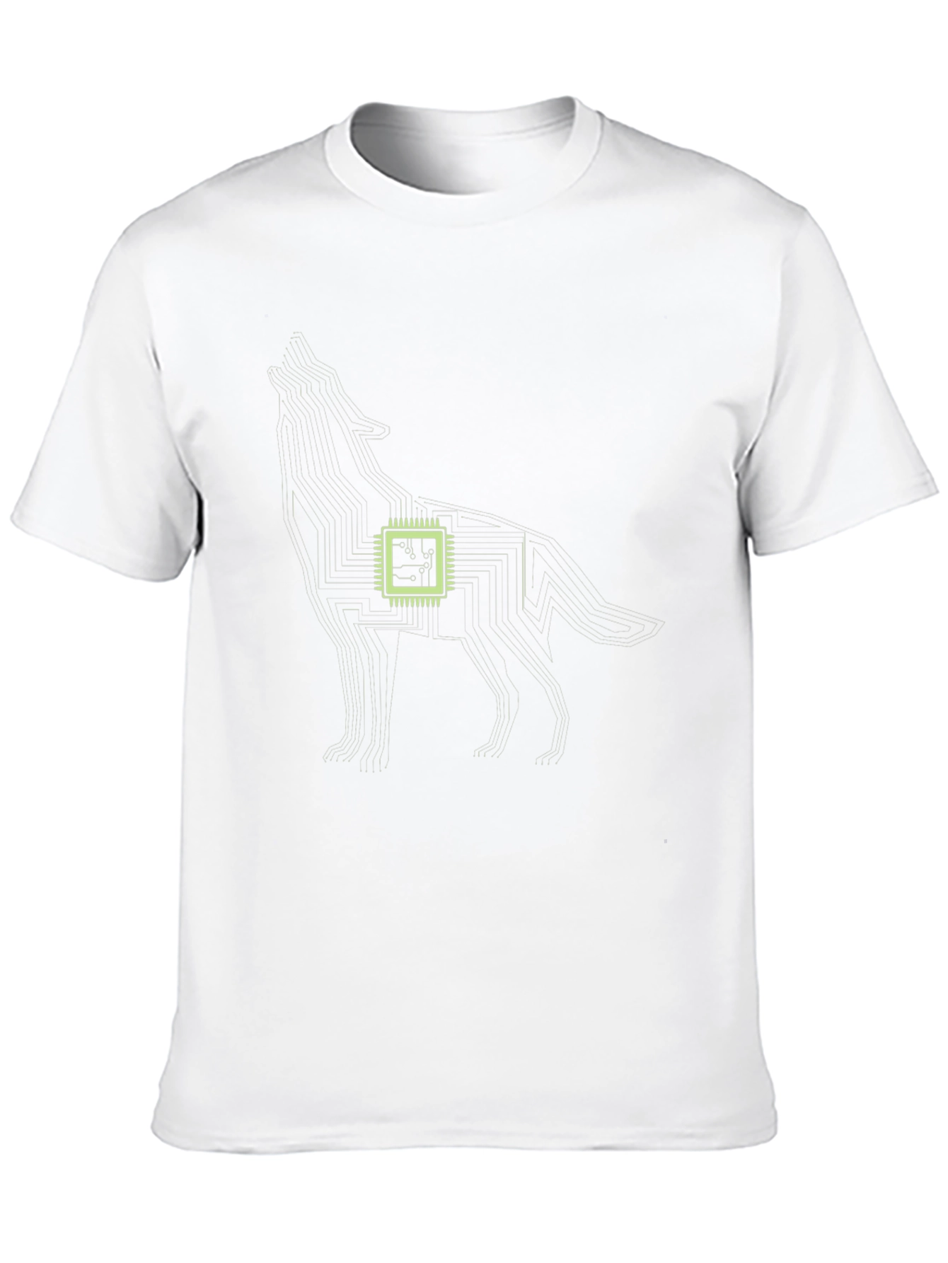 Tech Wolf Graphic Tee - Circuit Board Style