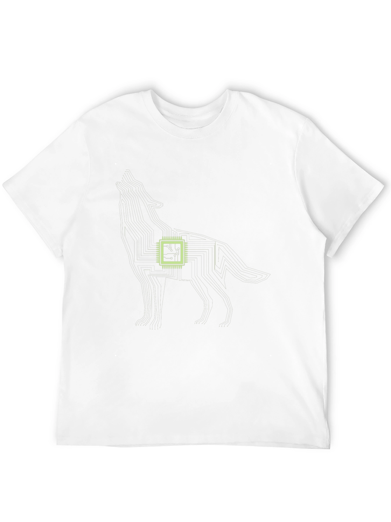 Tech Wolf Graphic Tee - Circuit Board Style