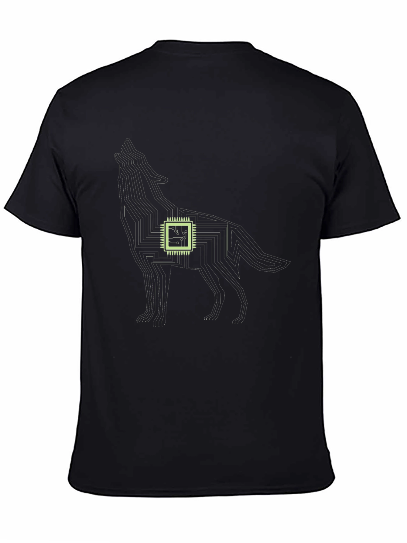 Tech Wolf Graphic Tee - Circuit Board Style
