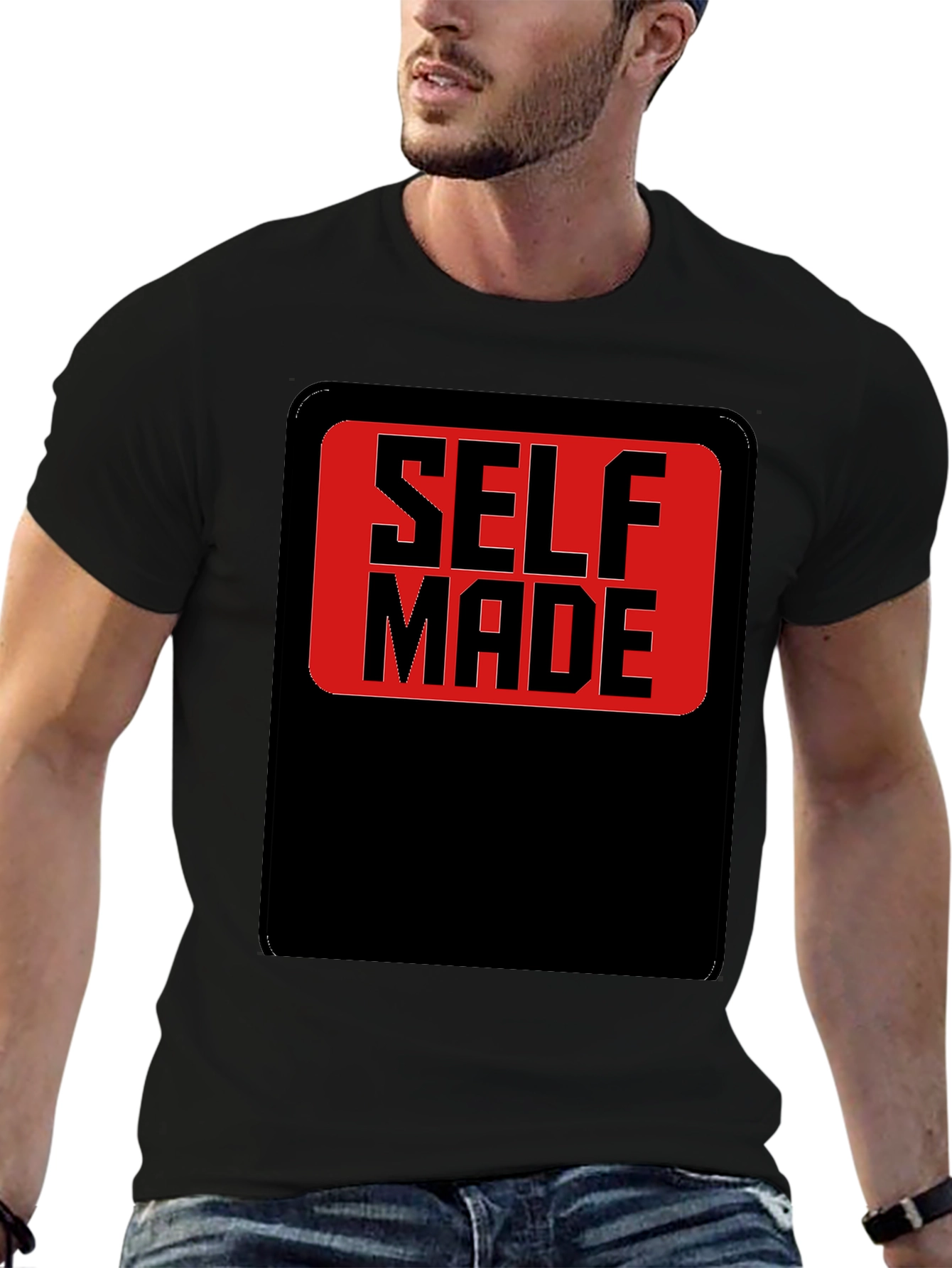 Self Made Graphic T-Shirt - Black Cotton Blend