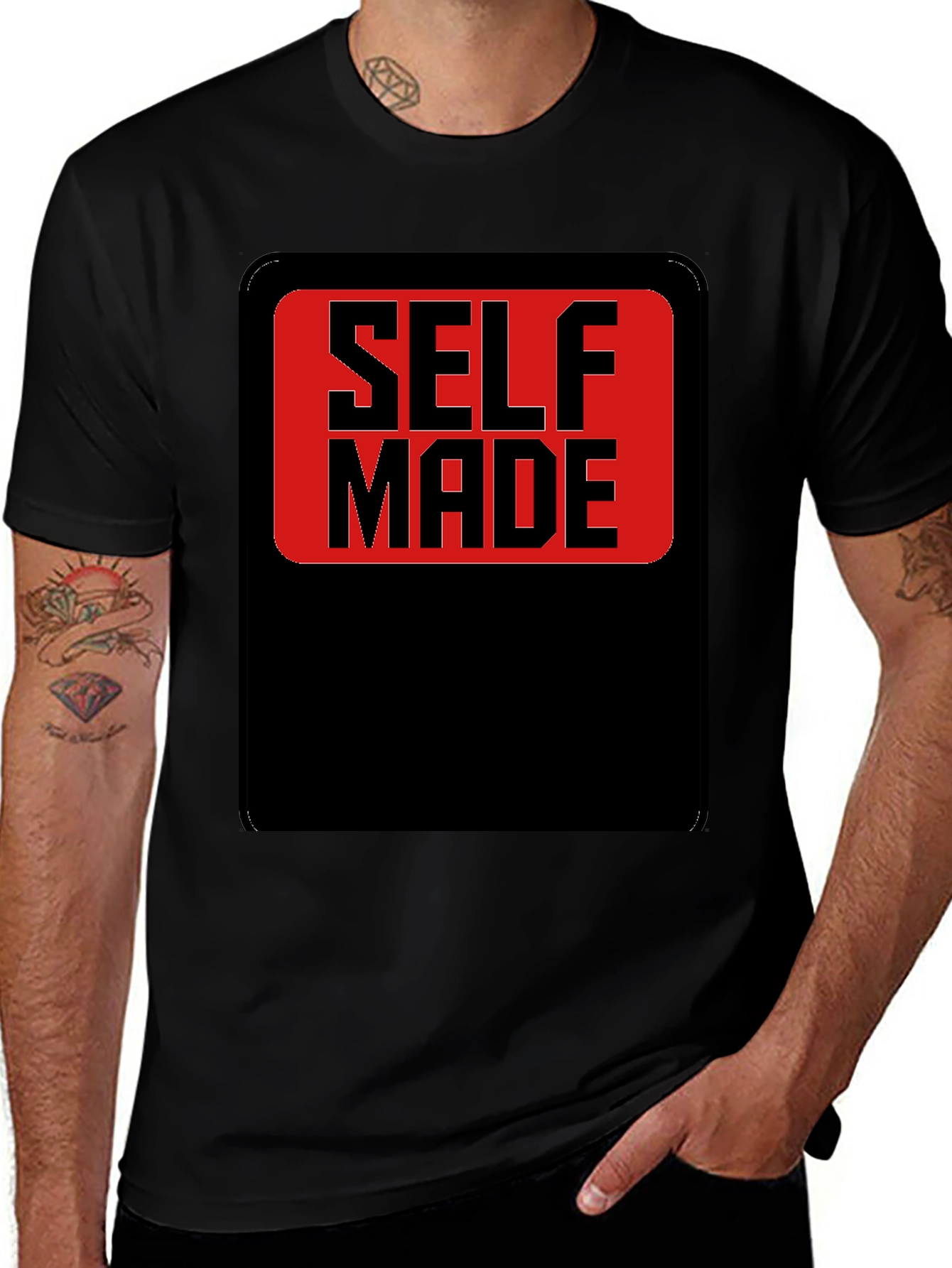 Self Made Graphic T-Shirt - Black Cotton Blend