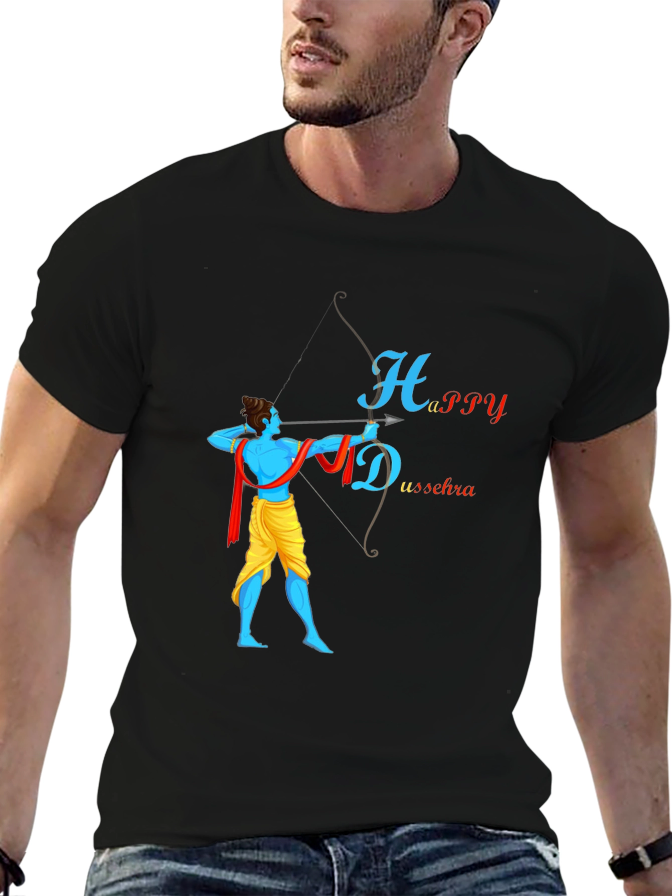 Happy Dussehra Black T-Shirt