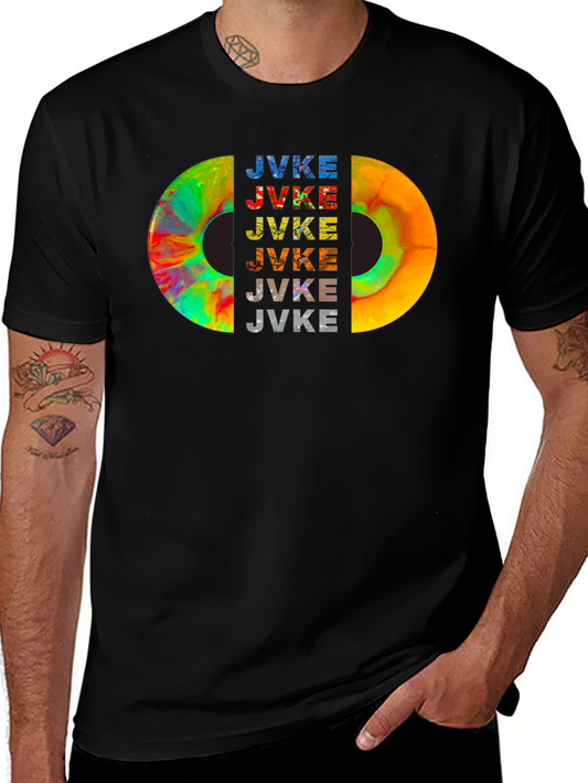 JVKE Colorful Graphic Print Black T-Shirt
