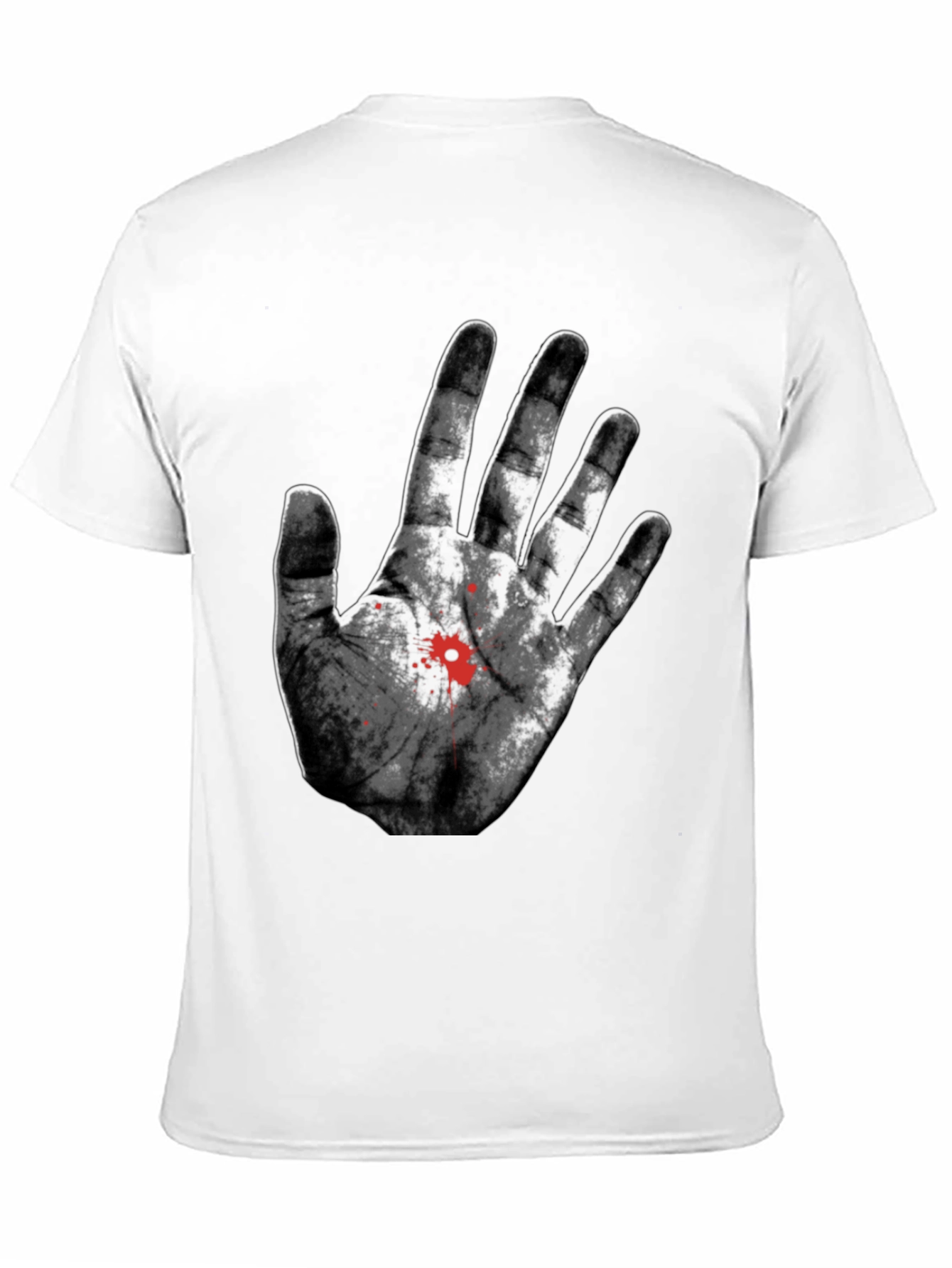 Bloody Hand Print Graphic Tee - Black Cotton T-Shirt