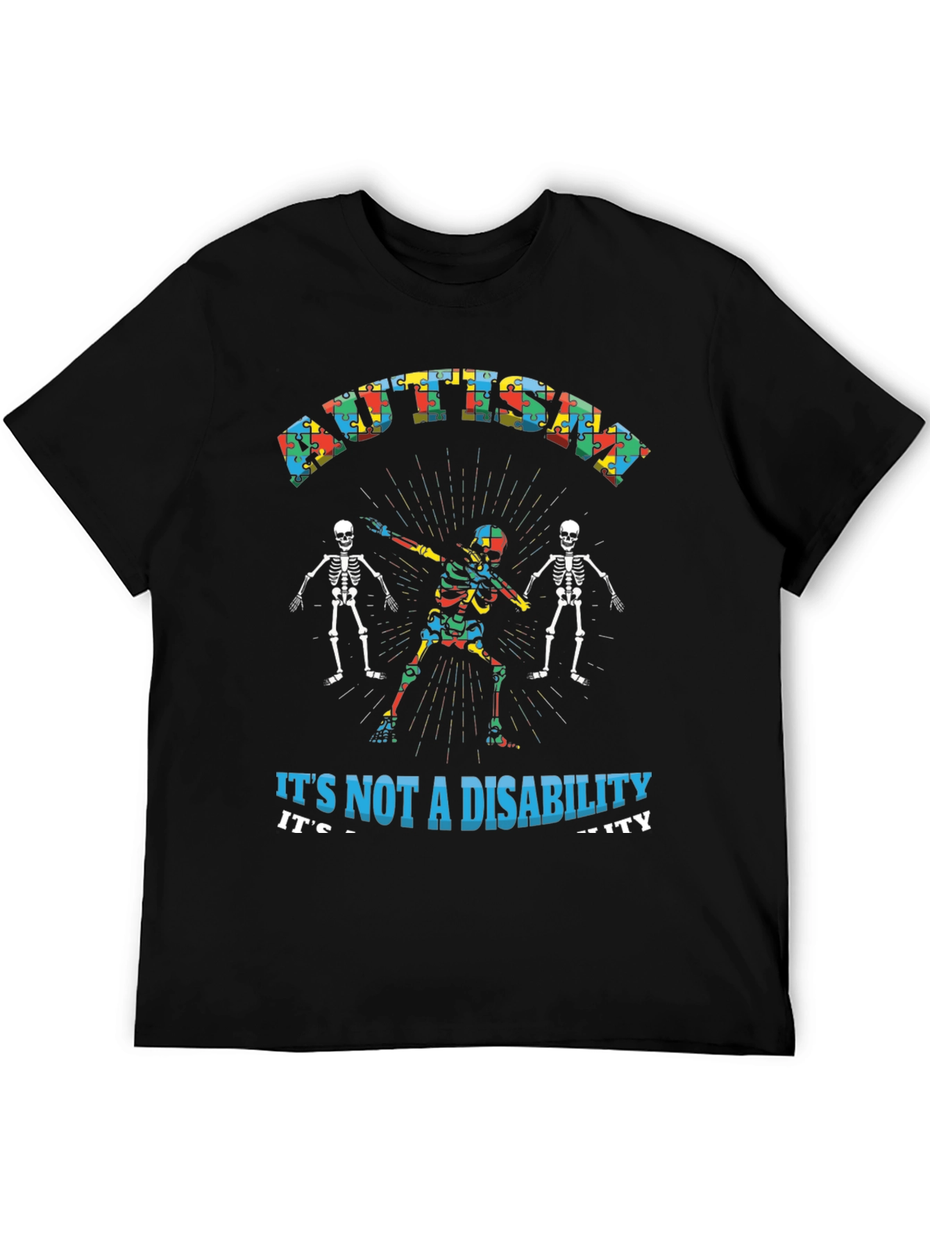 Autism Acceptance Skeleton Dab T-Shirt