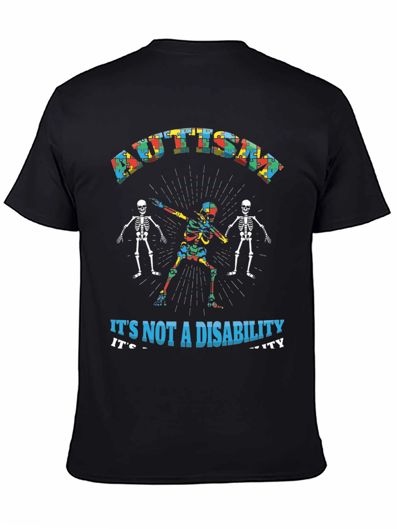 Autism Acceptance Skeleton Dab T-Shirt