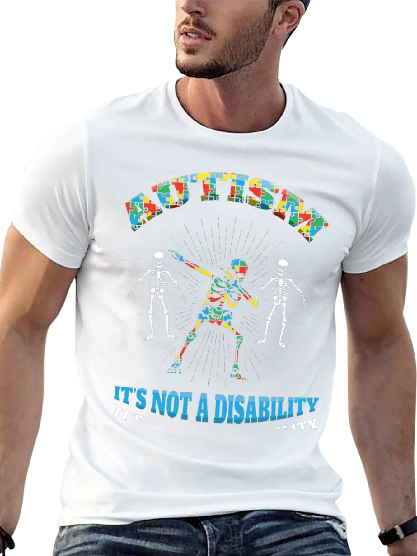 Autism Acceptance Skeleton Dab T-Shirt