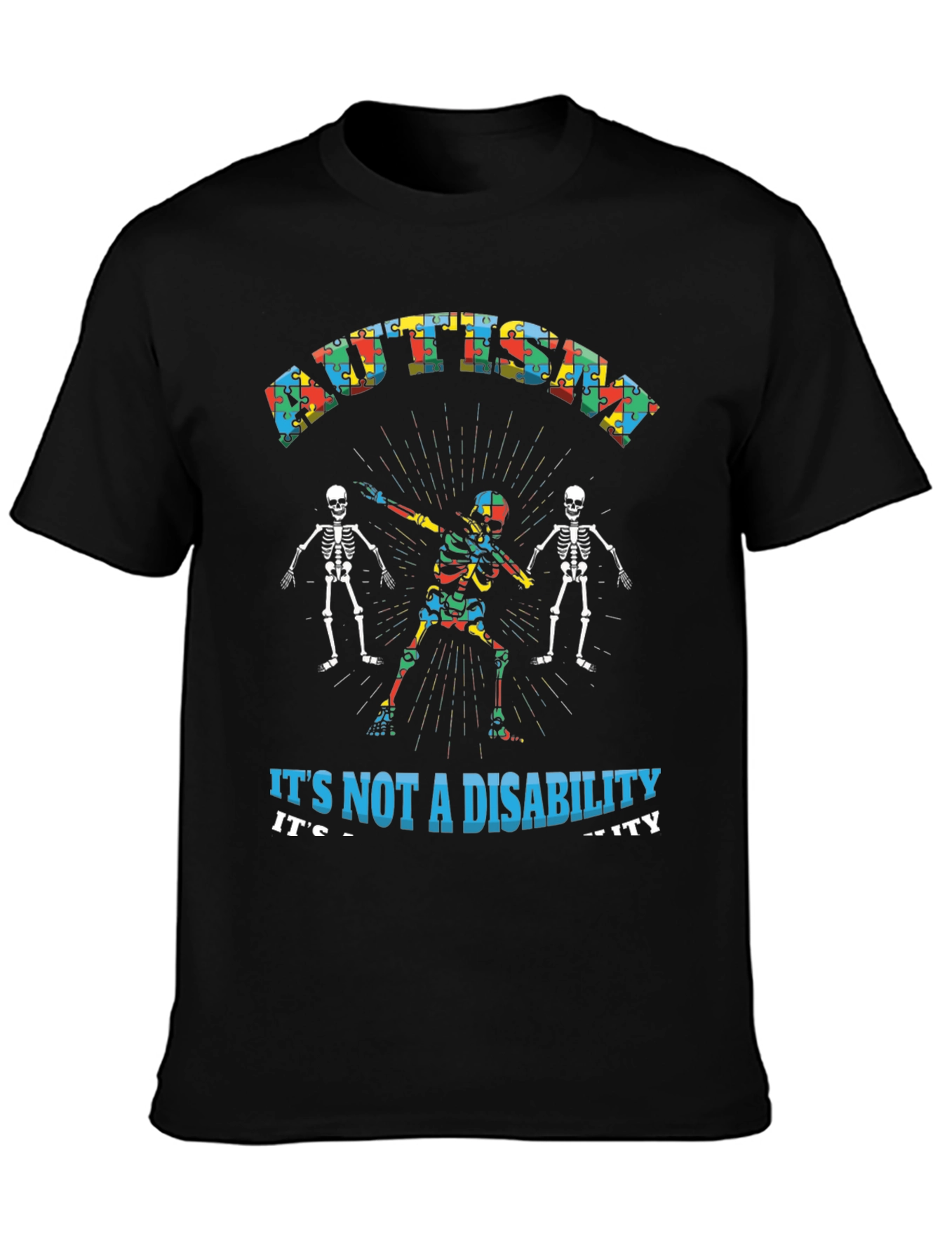 Autism Acceptance Skeleton Dab T-Shirt