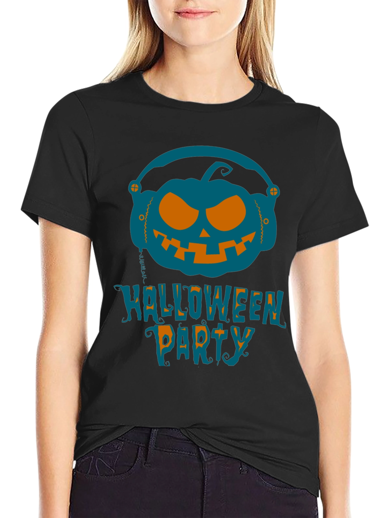 Halloween Party Pumpkin Headphone T-Shirt