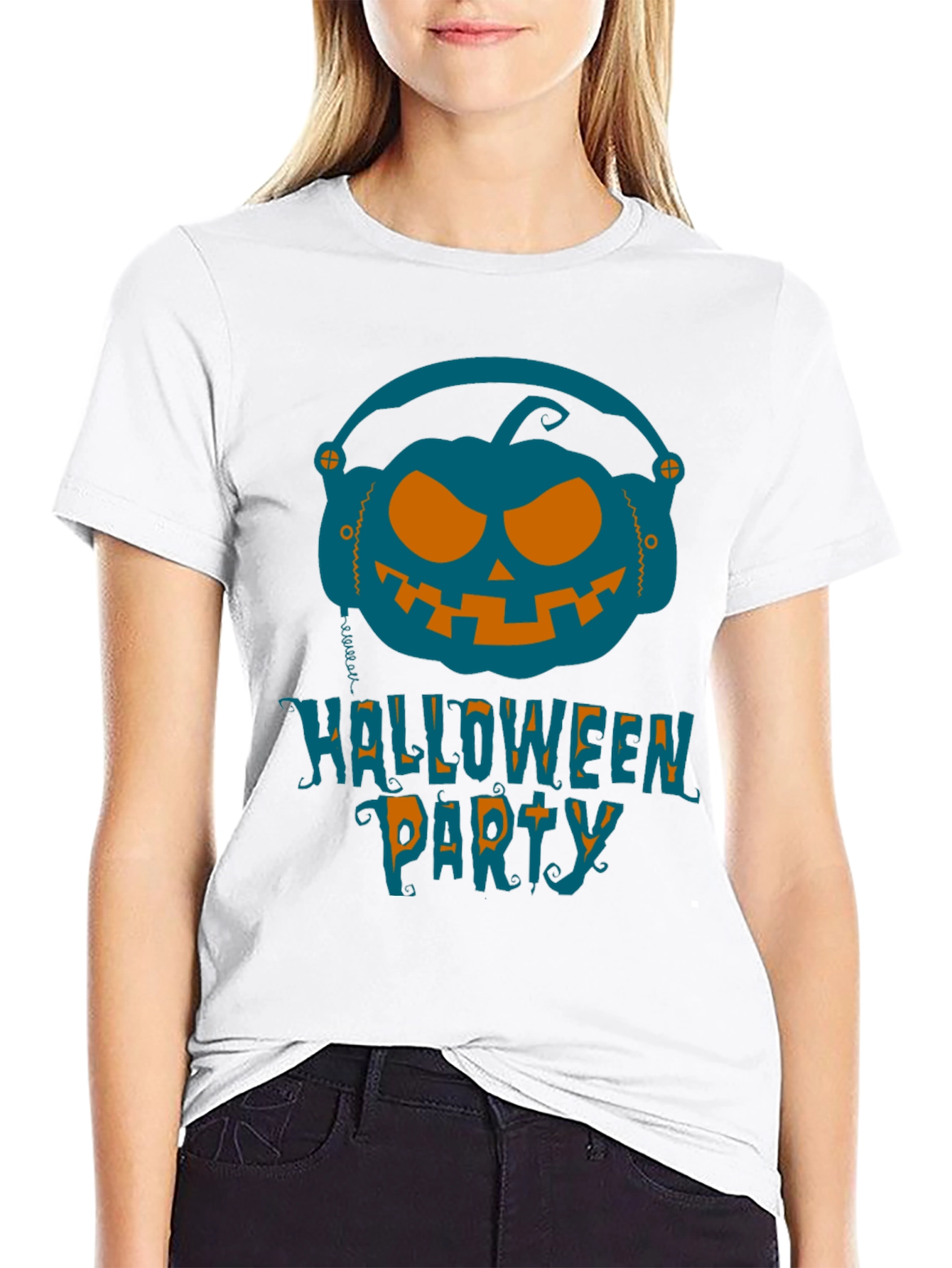 Halloween Party Pumpkin Headphone T-Shirt